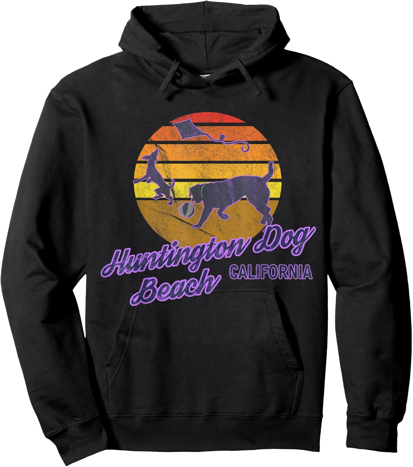 Huntington Dog Beach California USA Dog Walkers Men Women Hoodie - Hoodie | Black