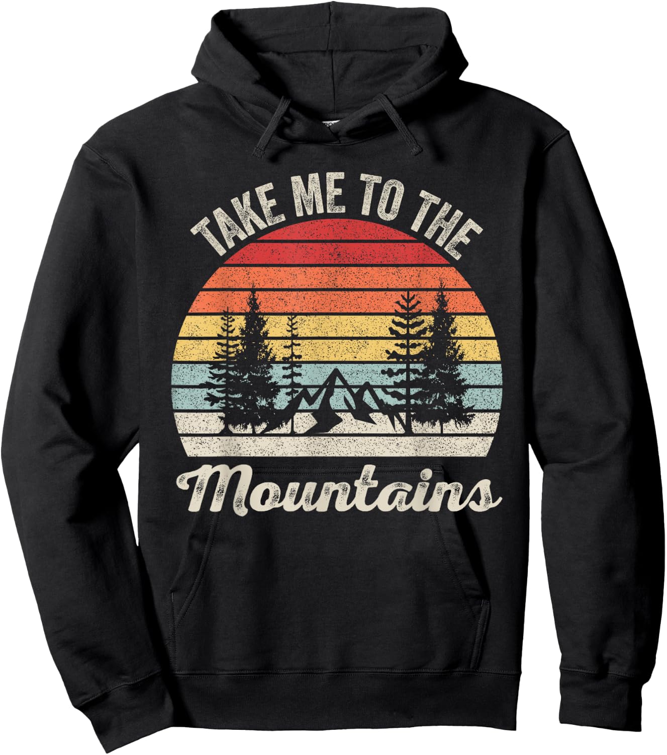 Vintage Retro Take Me to The Mountains Nature Hiking Camping Hoodie - Hoodie | Black