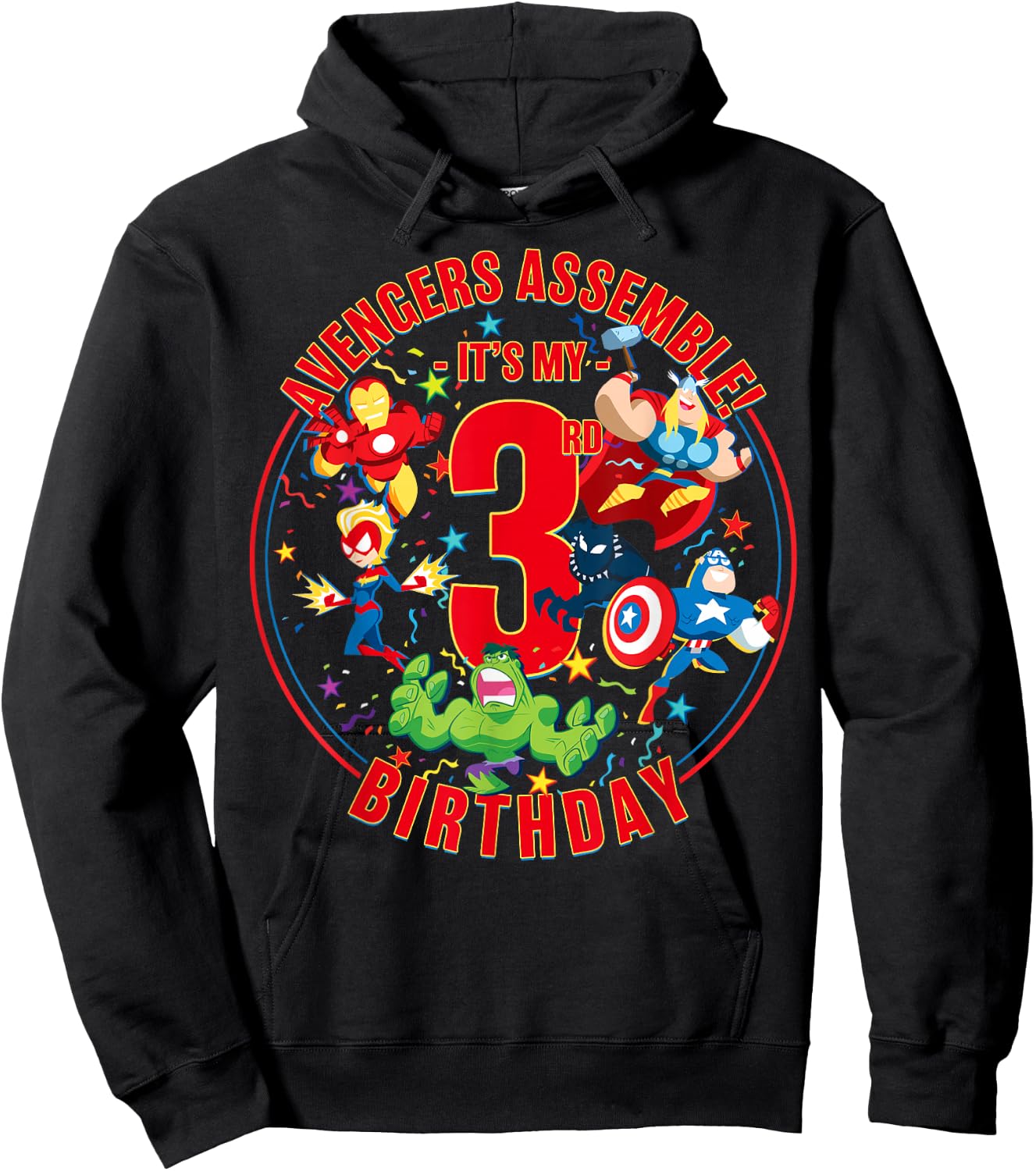 Marvel Avengers Assemble It's My 3rd Birthday Small Hoodie - Hoodie | Black