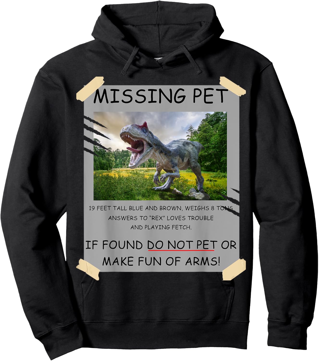 Funny Missing Pet T-Rex Dinosaur Lover Gift Hoodie - Hoodie | Black