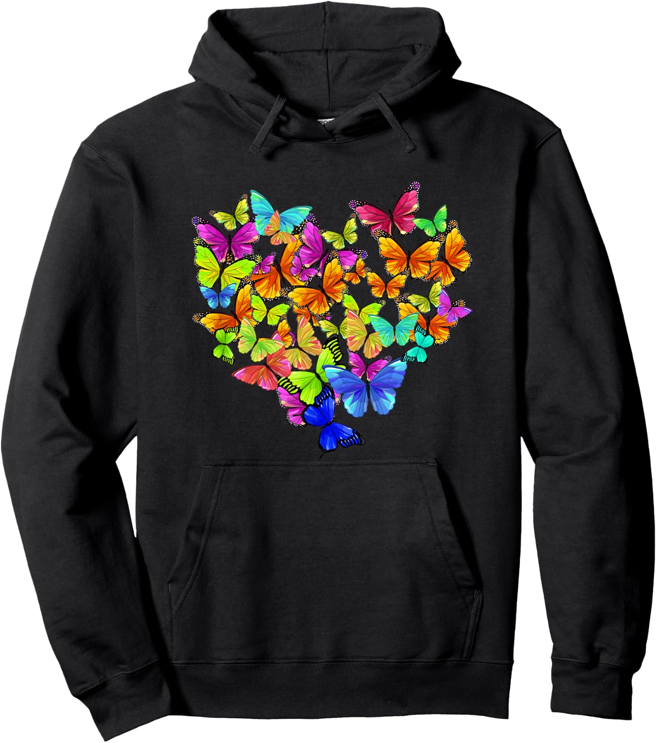 Colorful Cute Butterfly Heart - Rainbow Butterflies Hoodie - Hoodie | Black