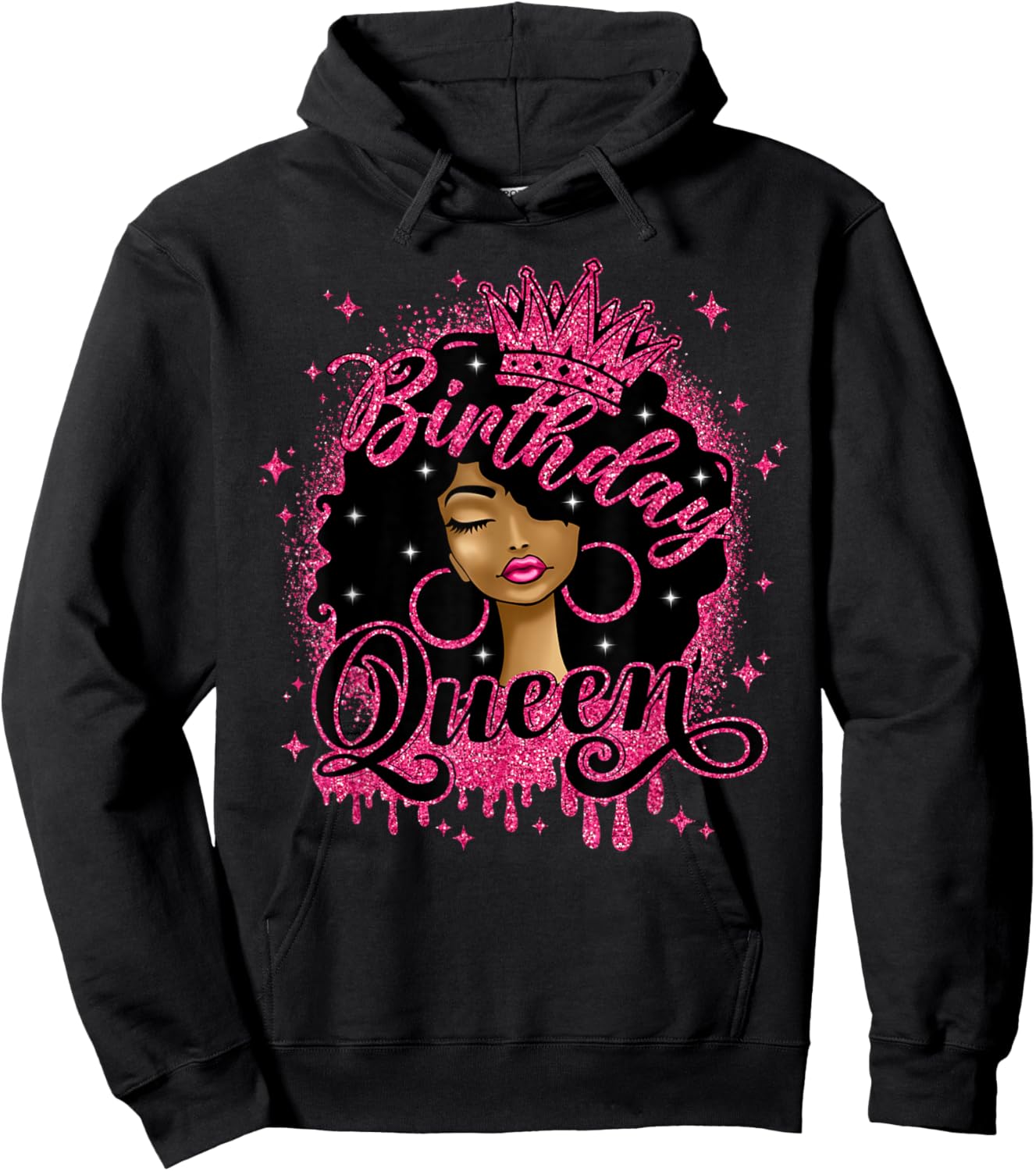 Birthday Queen Cute Curly Afro Black Women It's My Birthday Hoodie - Hoodie | Black