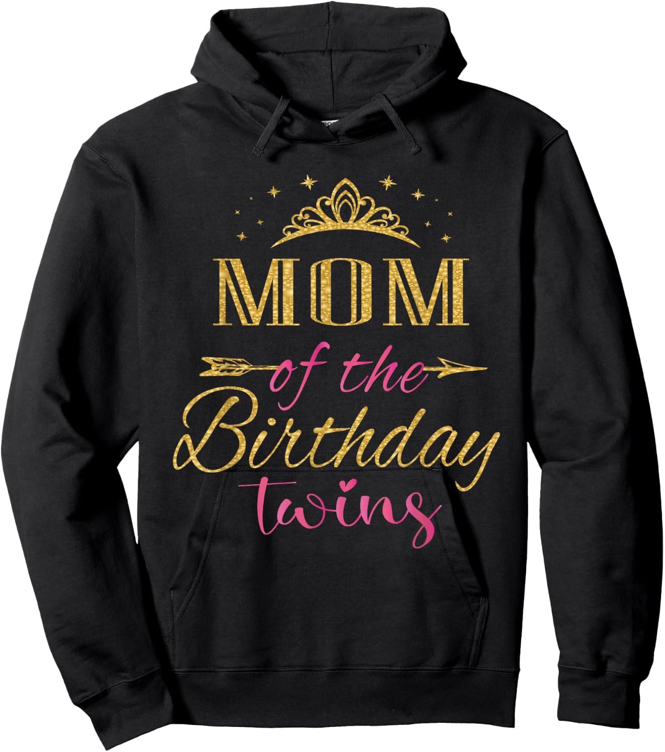Mom of The Birthday Twins Kids Party Hoodie - Hoodie | Black