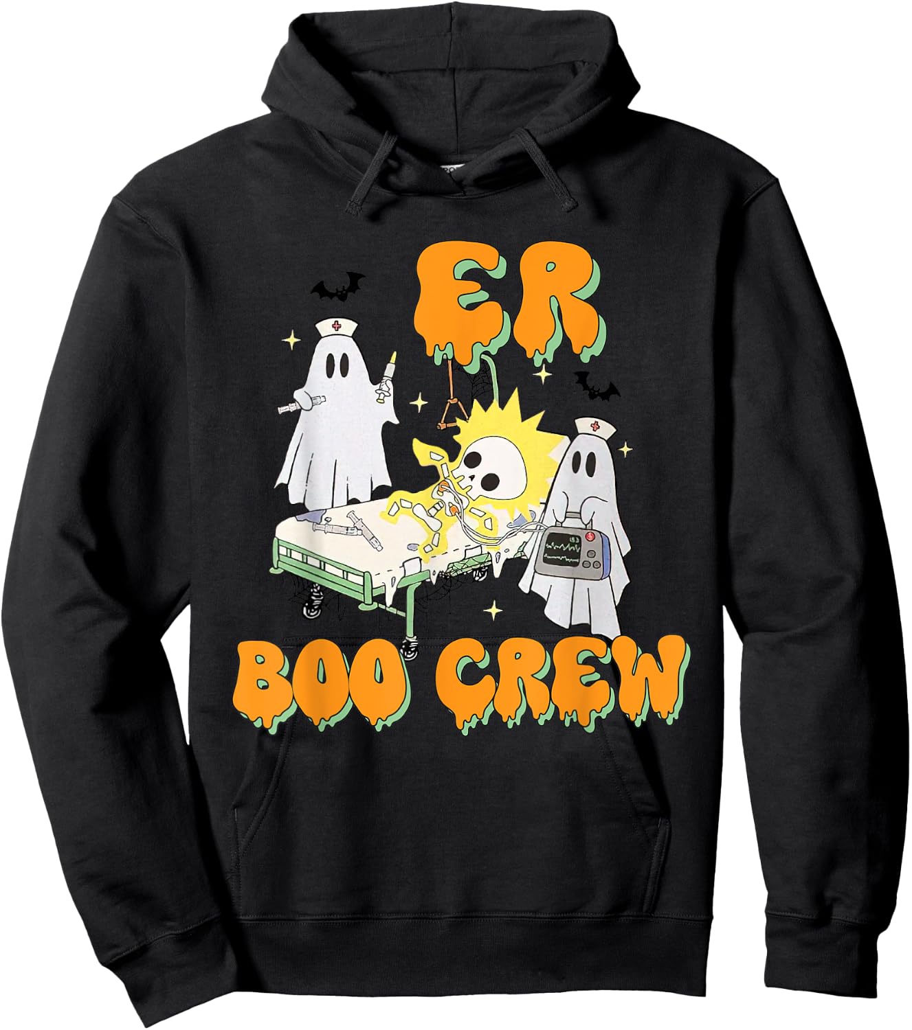 Retro ER Boo Crew Emergency Room Halloween ER Nurse Costume Hoodie - Hoodie | Black