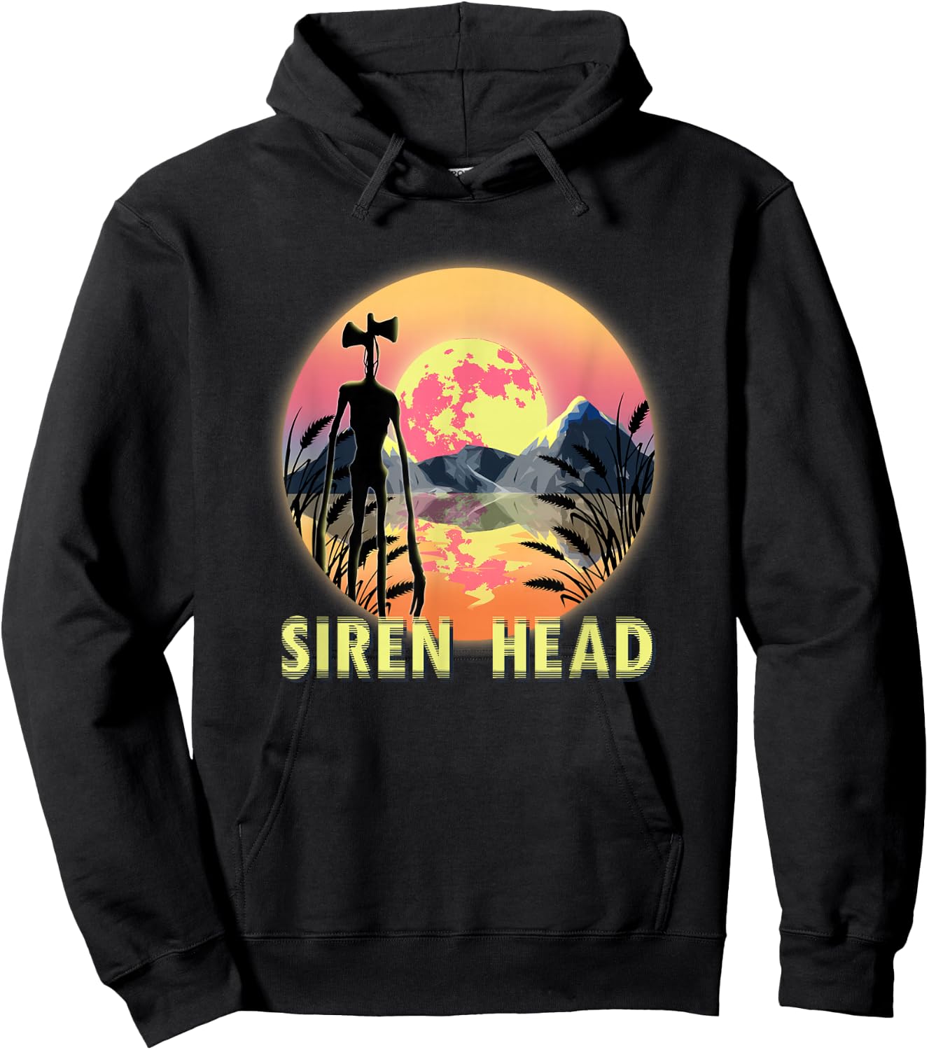 Cryptid Full Moon and Siren Head Hoodie - Hoodie | Black