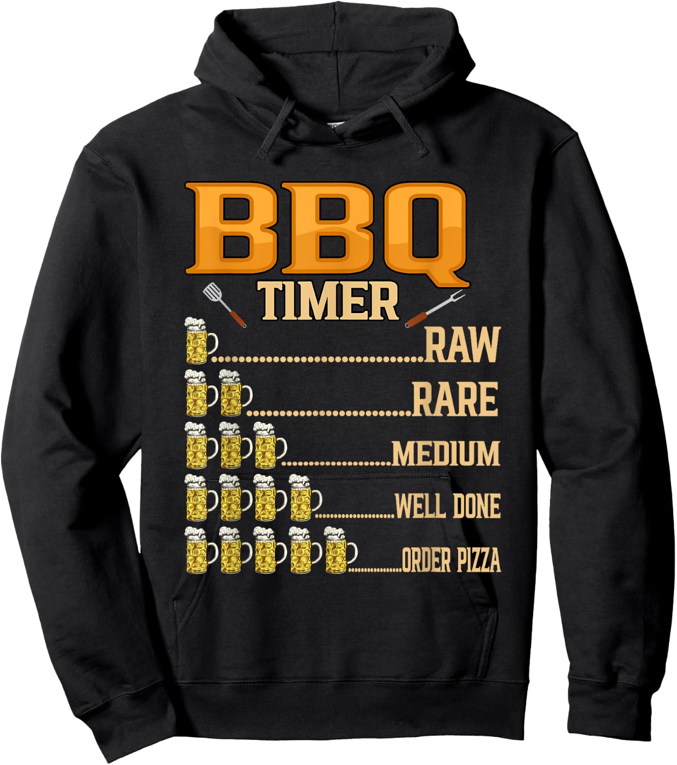 BBQ Timer Raw Rare Medium Well Done Grill Lovers Hoodie - Hoodie | Black
