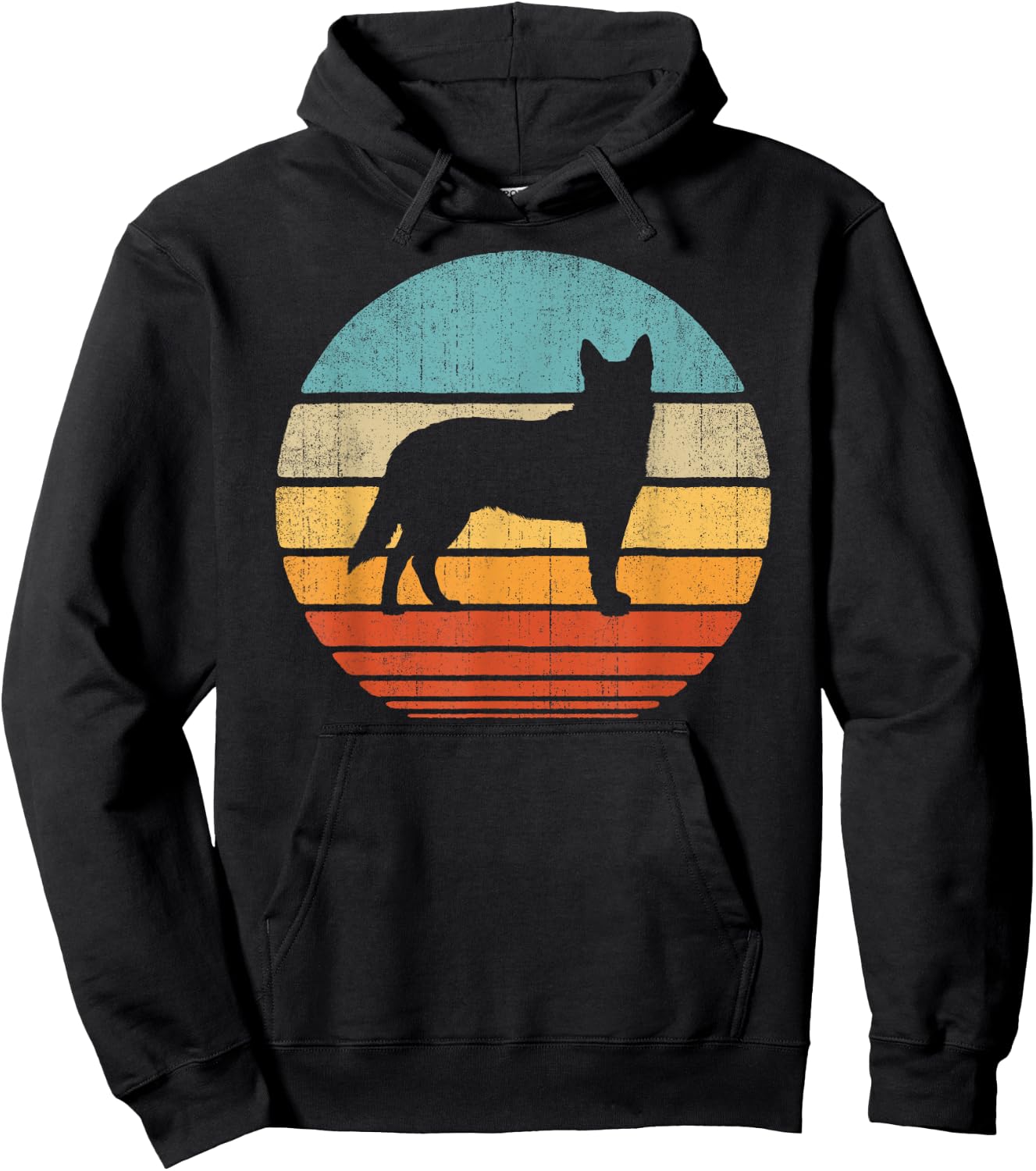 Blue Heeler Australian Cattle Dog Retro Vintage 70s Sunset Hoodie - Hoodie | Black
