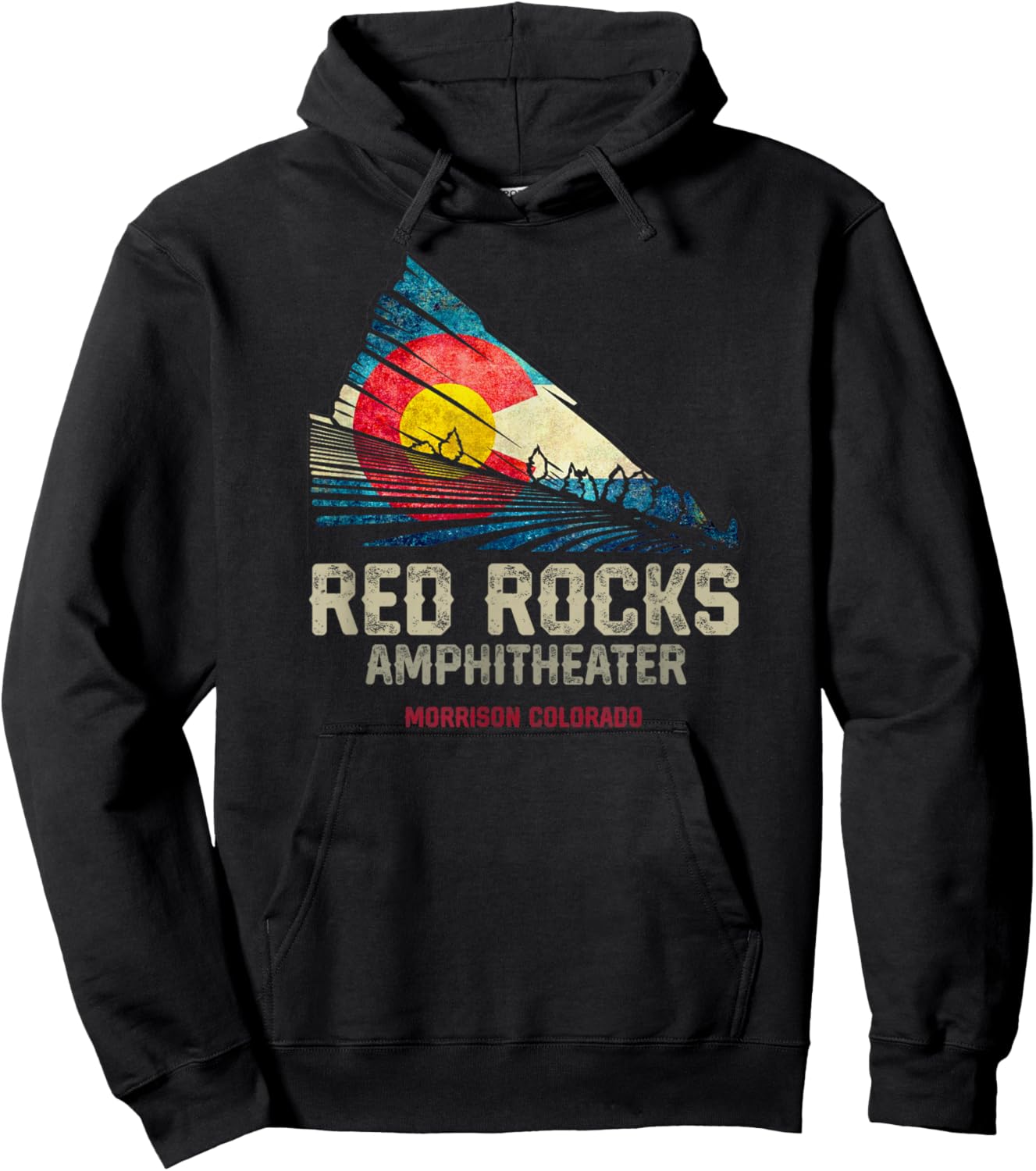 Red Rocks Amphitheater - Colorado C - State Flag Hoodie - Hoodie | Black