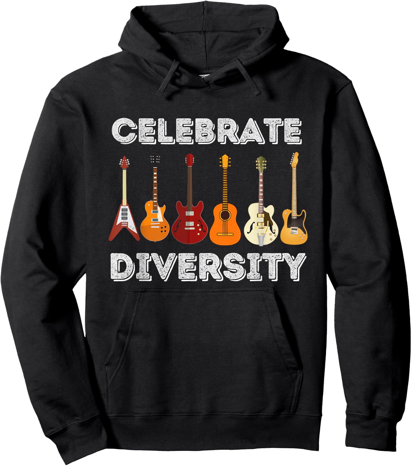 Celebrate Diversity - Funny Guitar Lover & Guitarist Gift Small Hoodie - Hoodie | Black