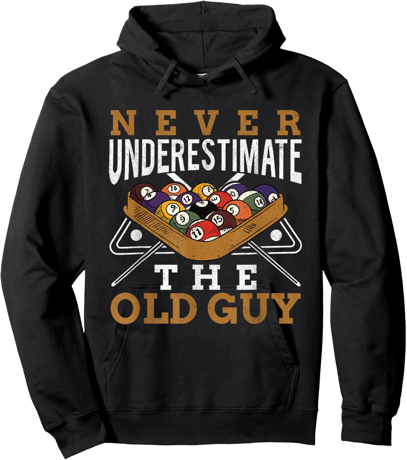 Never Underestimate The Old Guy Retro Pool Billiards Grandpa Hoodie - Hoodie | Black