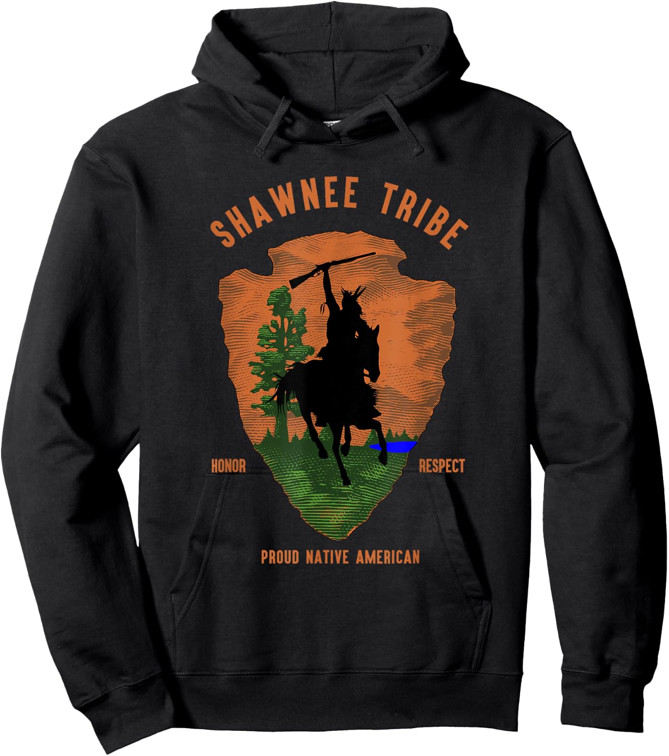 Shawnee Tribe Native American Honor Respect Vintage Arrow Hoodie - Hoodie | Black