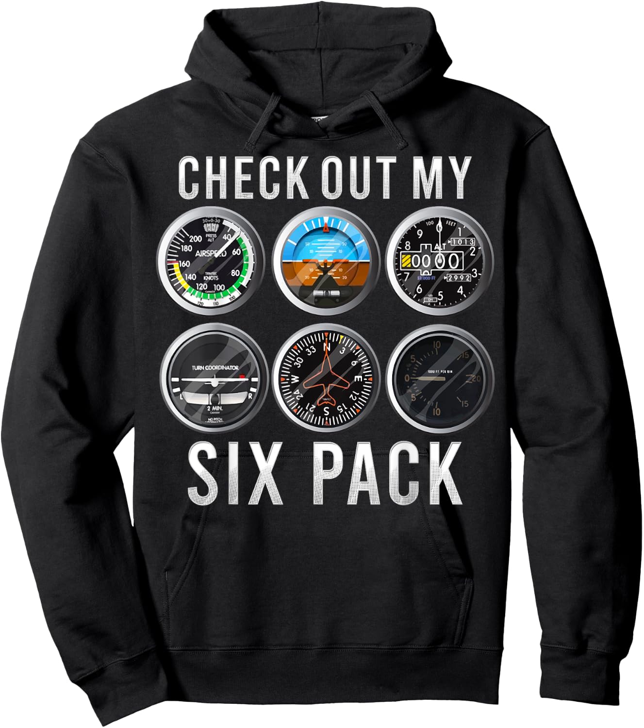Funny Check Out My Six Pack Airplane Pilot Aviation Hoodie - Hoodie | Black