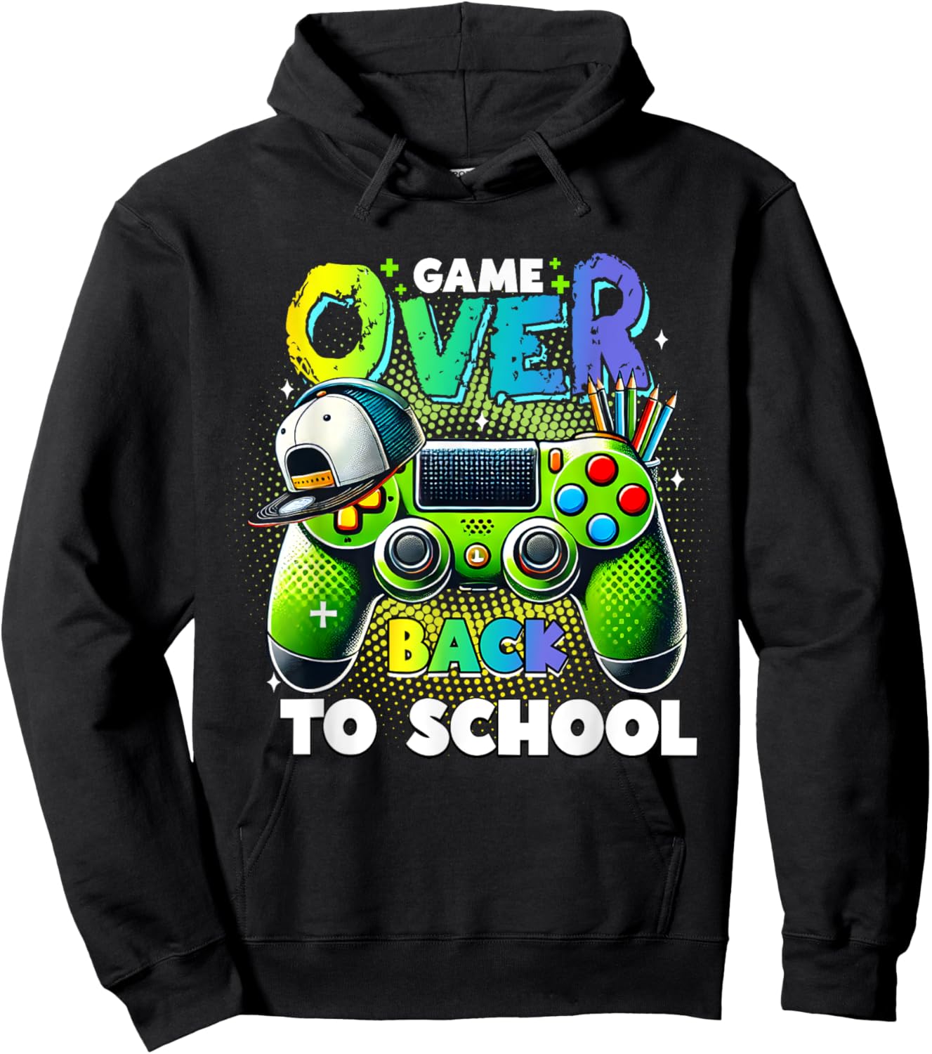 Back To School For Boys, Men Game Over Back To School Funny Hoodie - Hoodie | Black