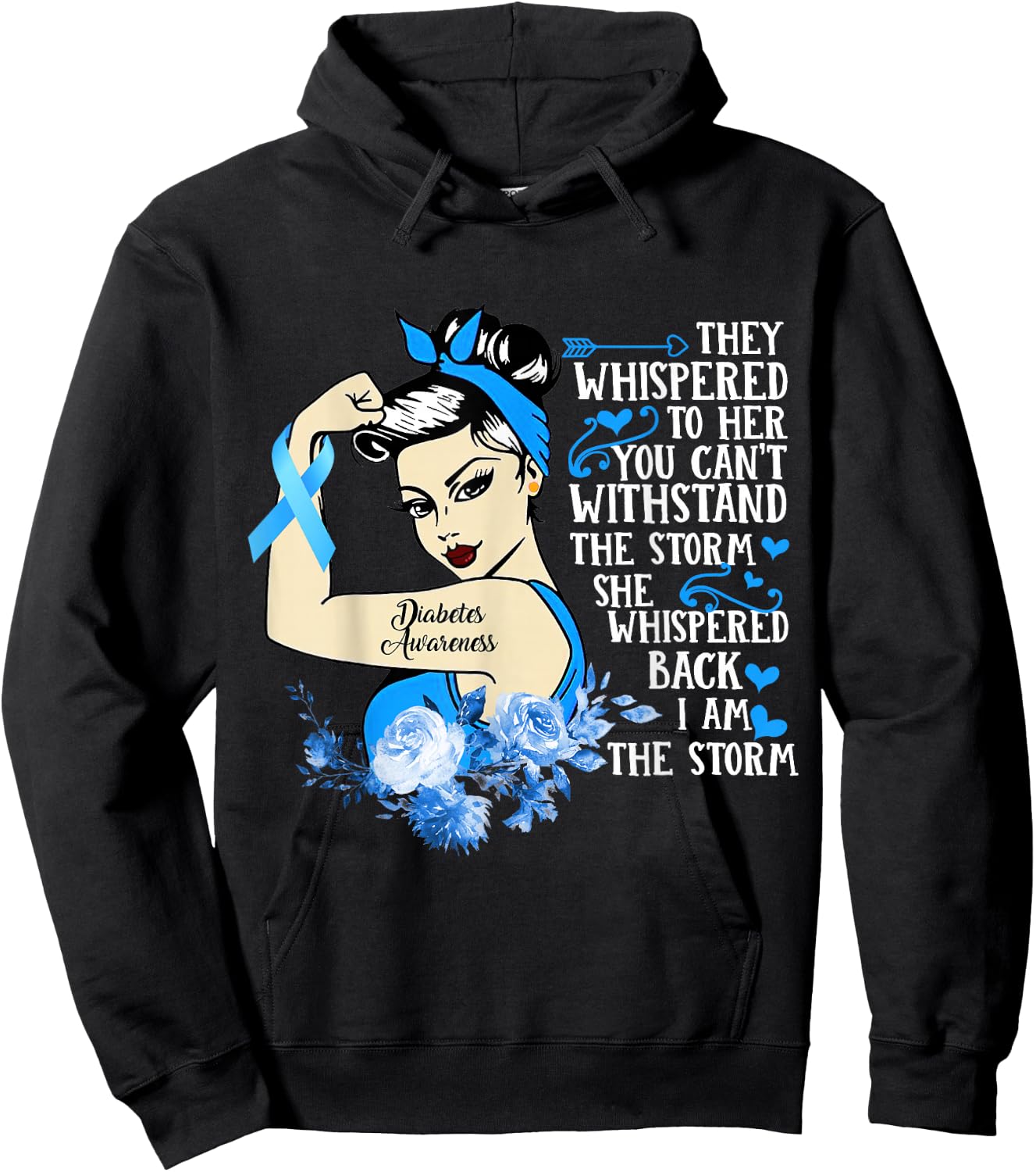 Diabetes Awareness Month Gift Powerful Warrior Women Hoodie - Hoodie | Black