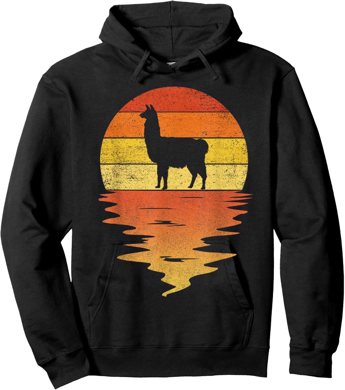 Llama shirt retro sunset 70s vintage Llama Hoodie - Hoodie | Black
