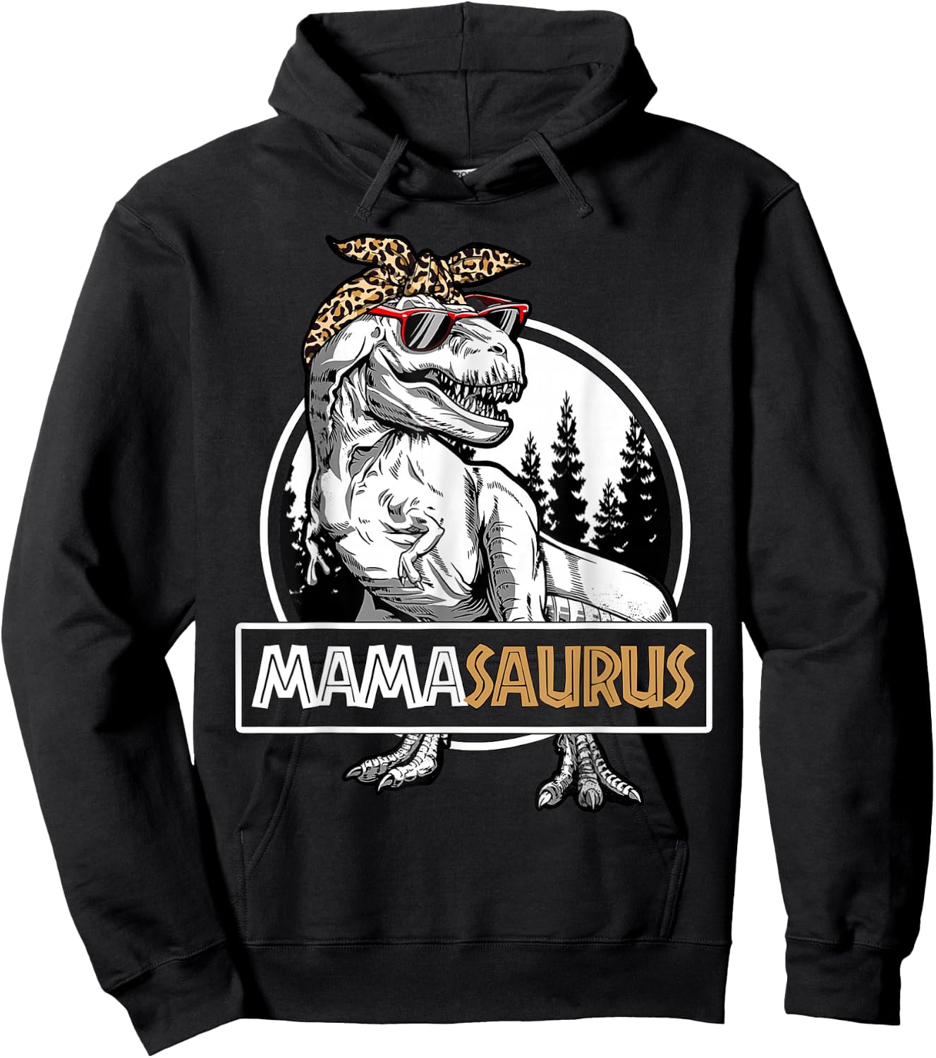 Mamasaurus T Rex Dinosaur Mama Saurus Family Matching Women Hoodie - Hoodie | Black