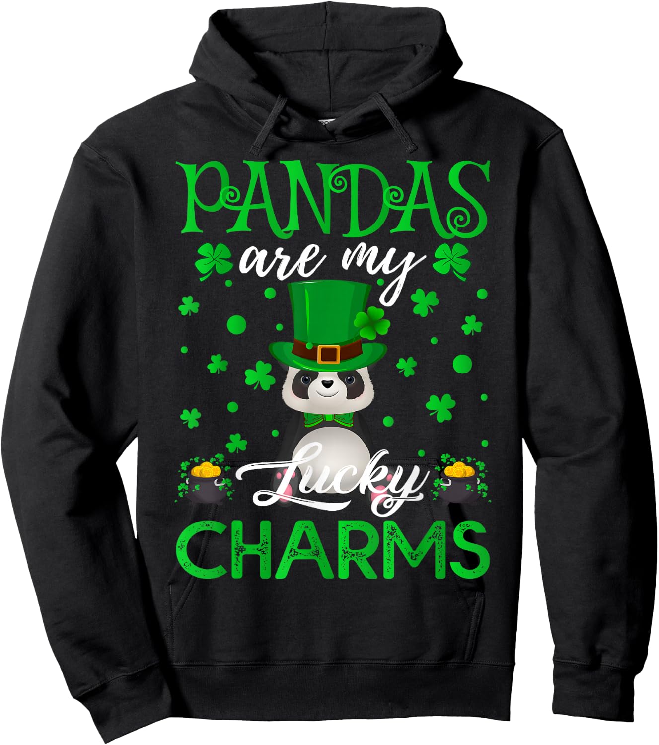 Pandas Are My Lucky Charms Panda St. Patrick's Day Hoodie - Hoodie | Black