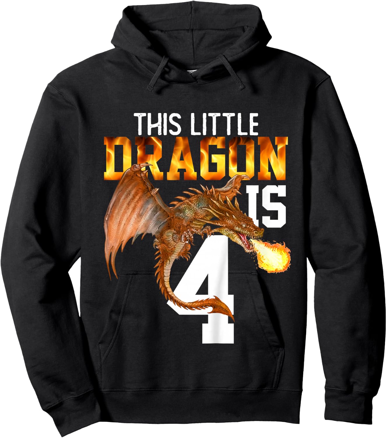 Turning 4 Year Old Birthday Gift Boy Dragon 4th Bday Girl Hoodie - Hoodie | Black