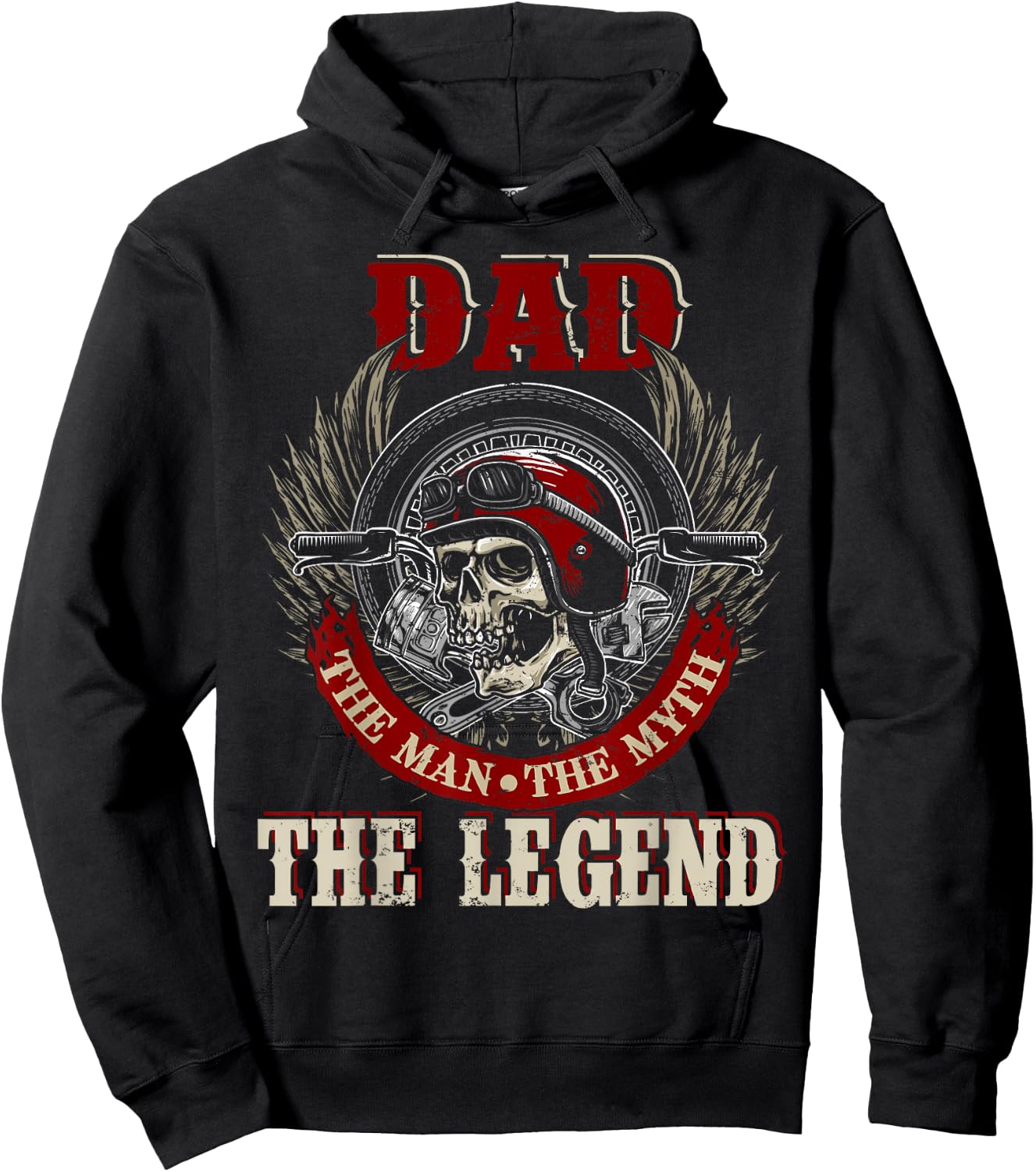Dad The Man The Myth Happy Father's Day Skull Biker Lover Hoodie - Hoodie | Black