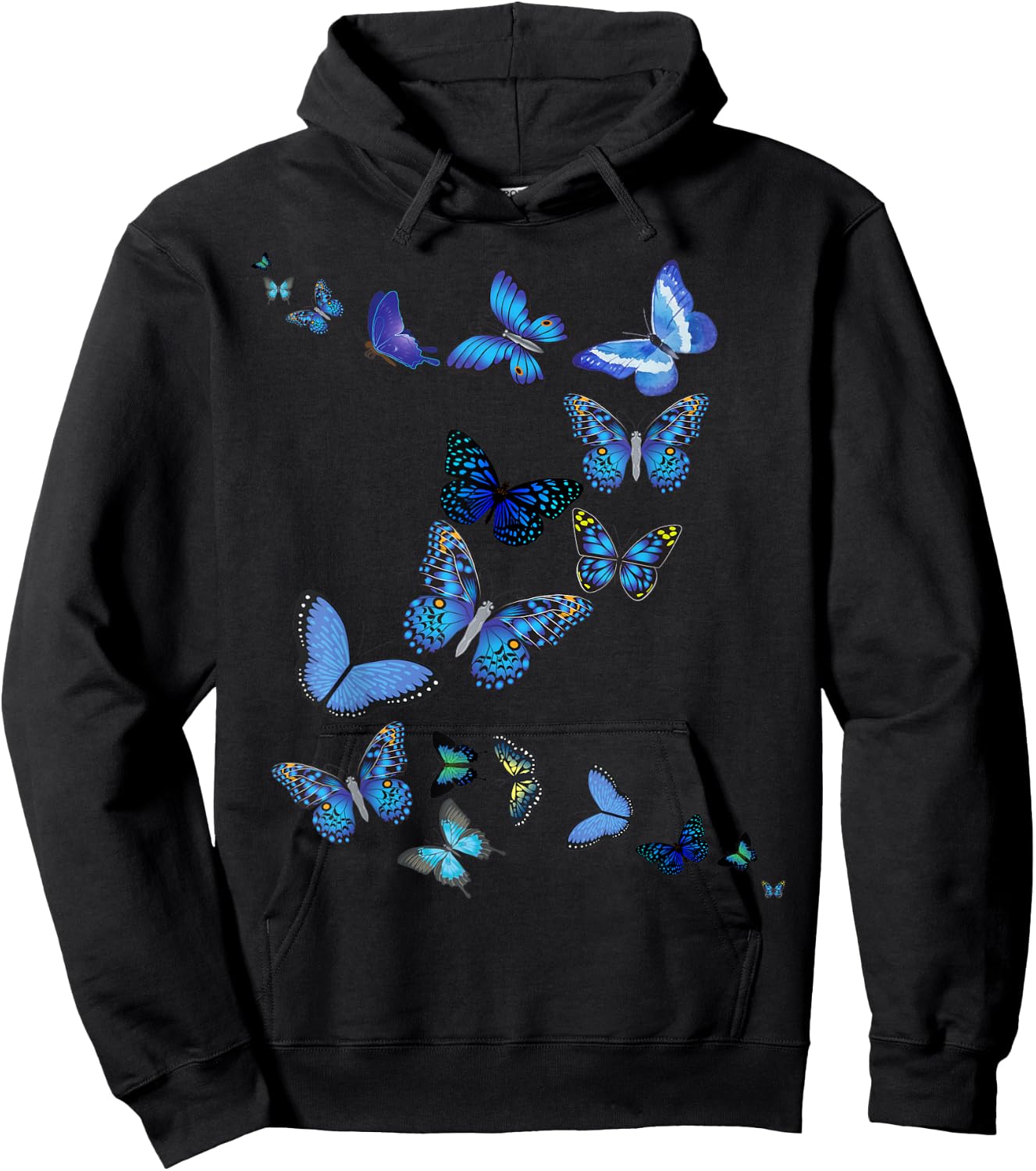 Blue Morpho Butterfly Swarm Hoodie - Hoodie | Black
