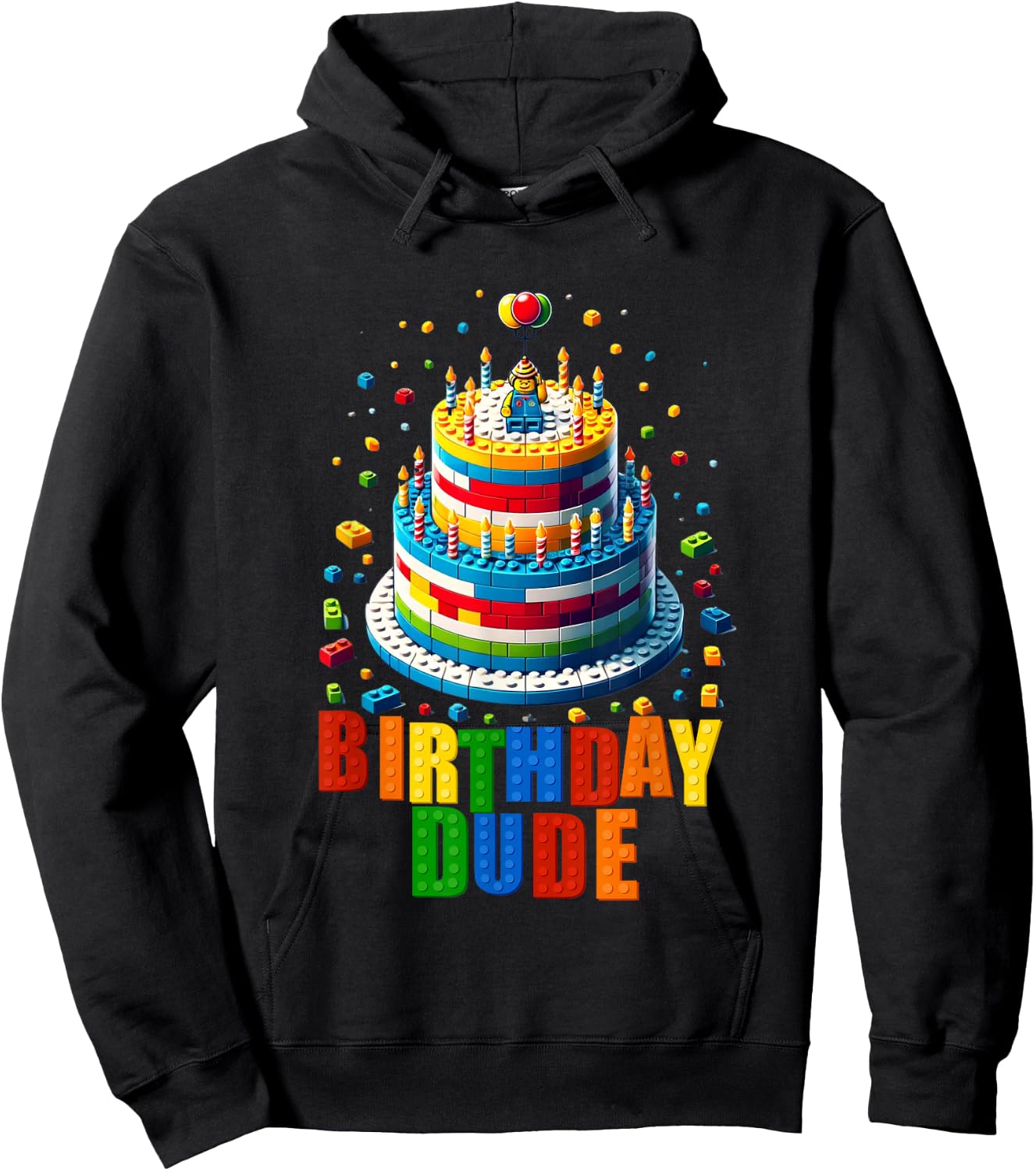 Building Bricks Cake Birthday Dude Master Builder Hoodie - Hoodie | Black