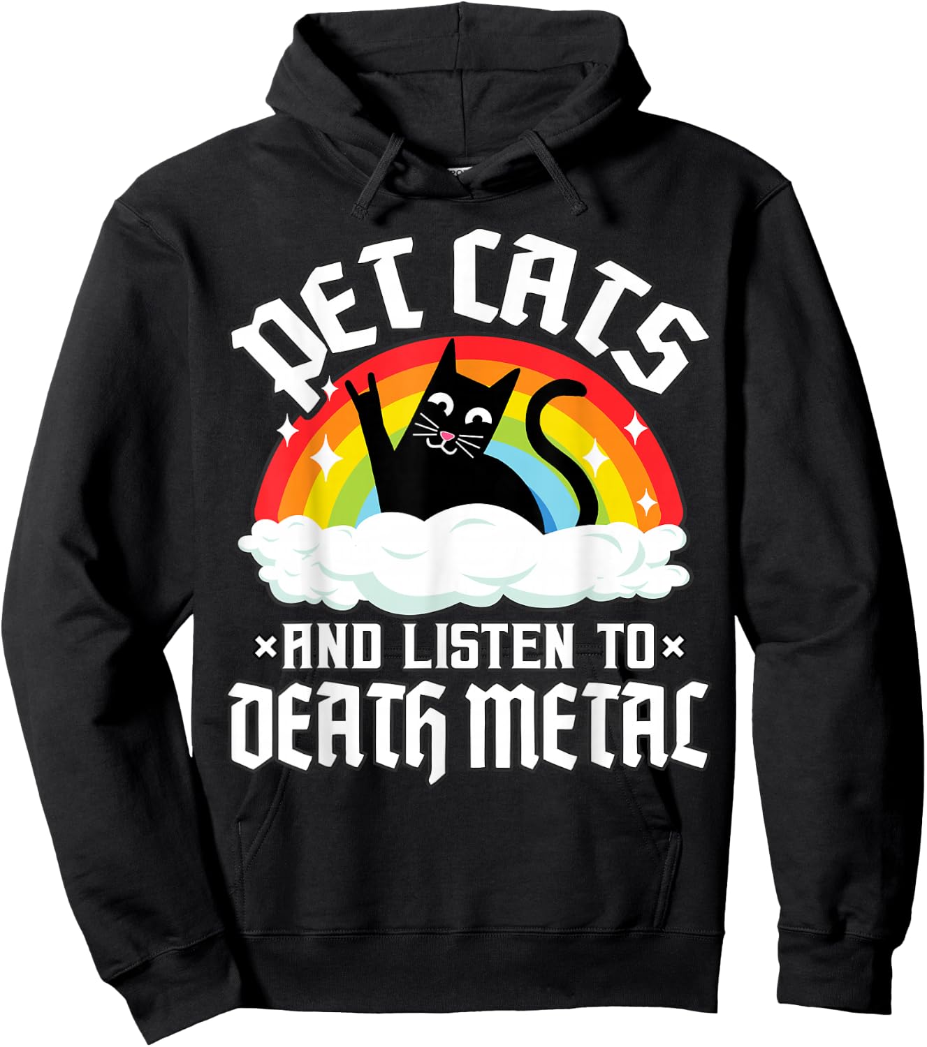 Rainbow Satan Goth Pet Cats and Listen to Death Metal Cat Hoodie - Hoodie | Black