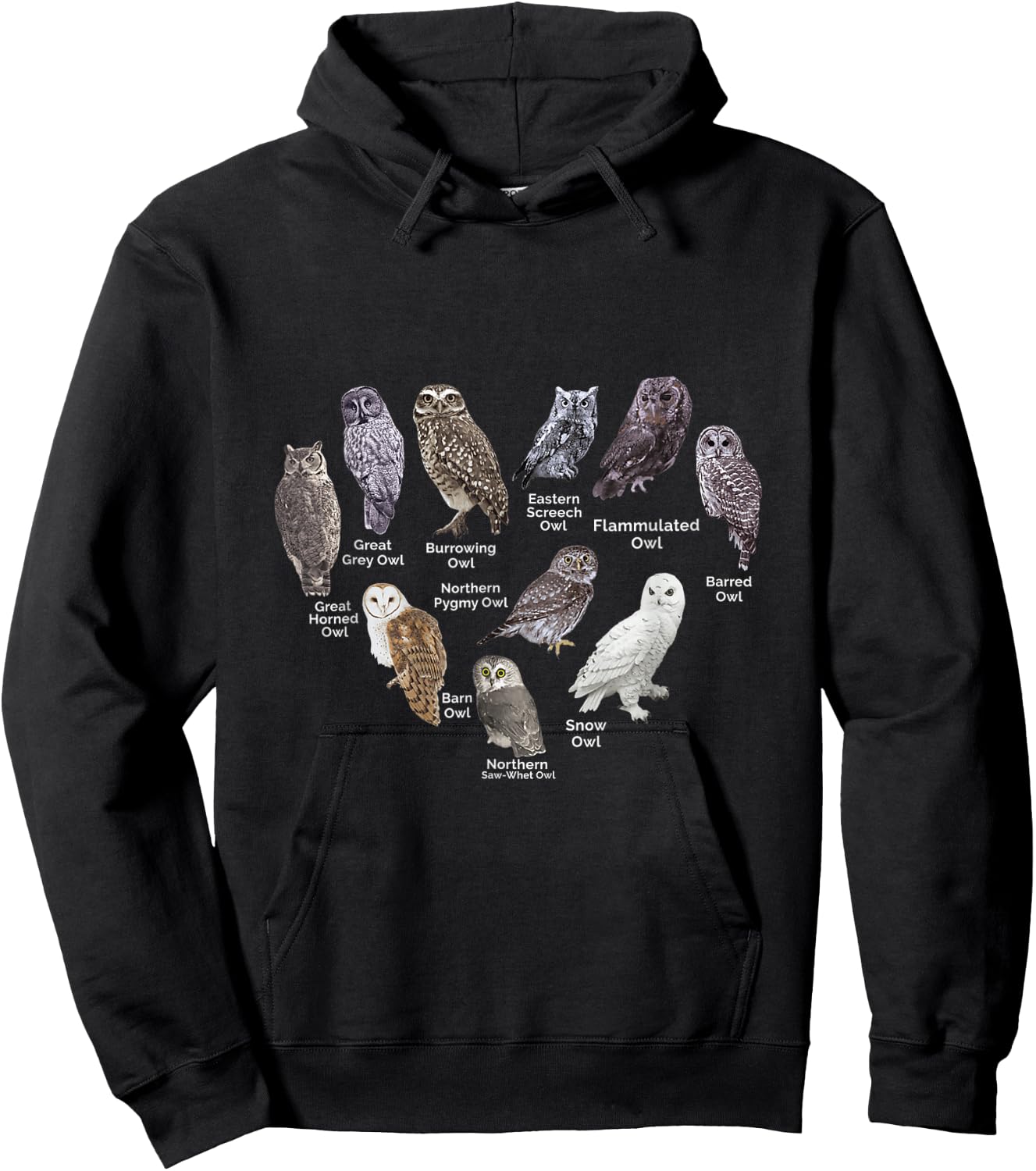 Types of Owls Educational Cute Owl Lover gift men women kids Hoodie - Hoodie | Black