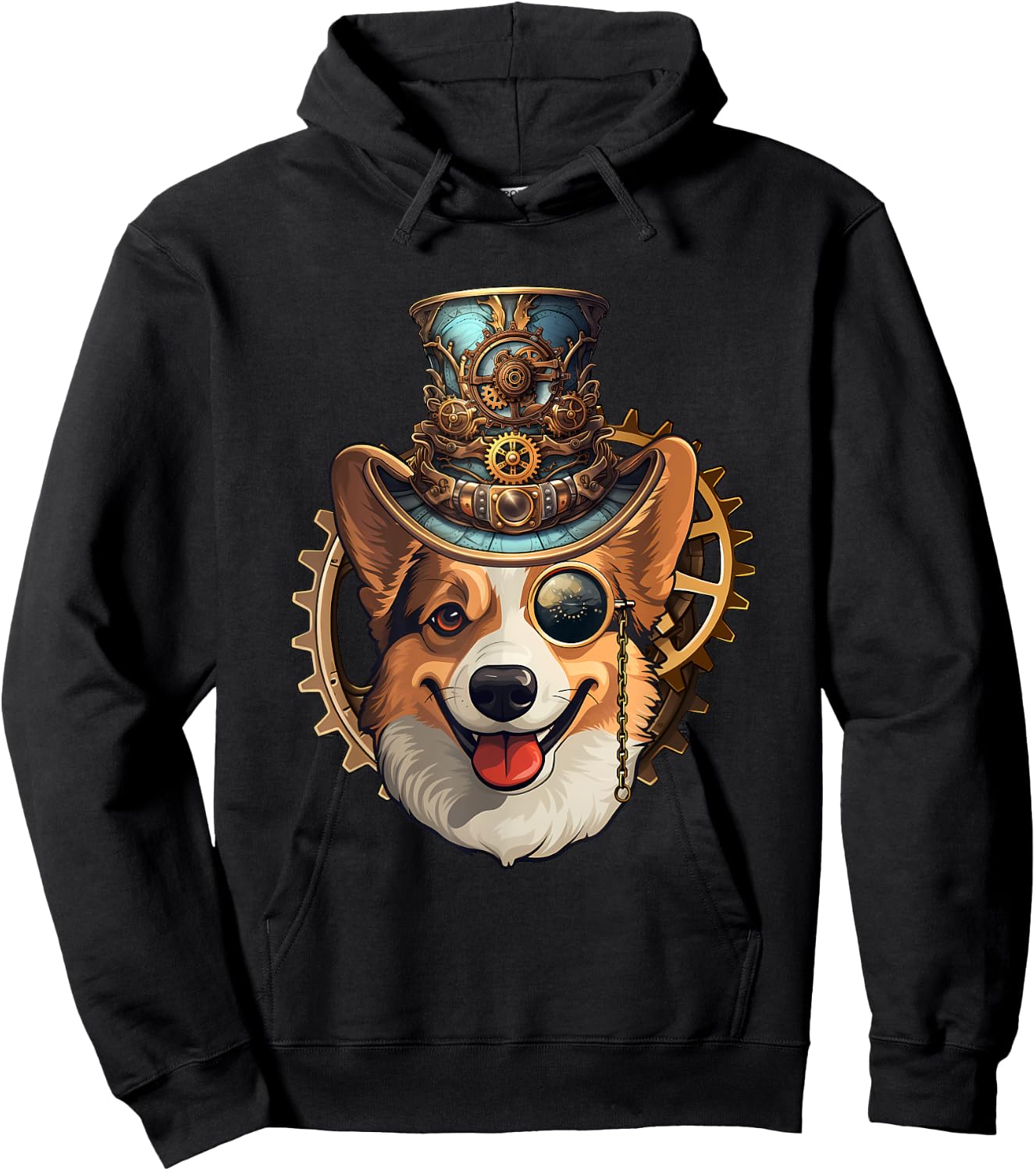 Victorian Steampunk Corgi, Funny Corgi Hoodie - Hoodie | Black