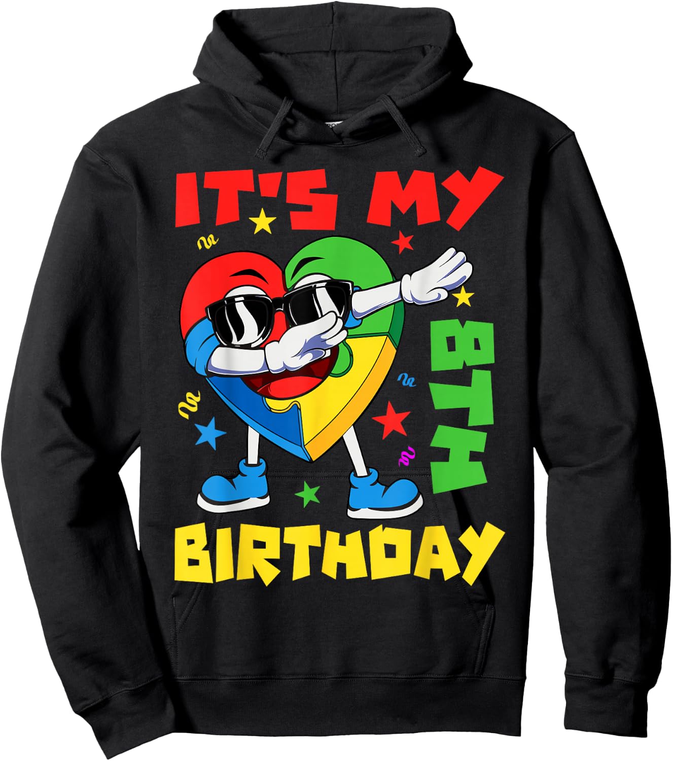 It's My 8th Birthday Dabbing Puzzle Pieces Autism Awareness Hoodie - Hoodie | Black