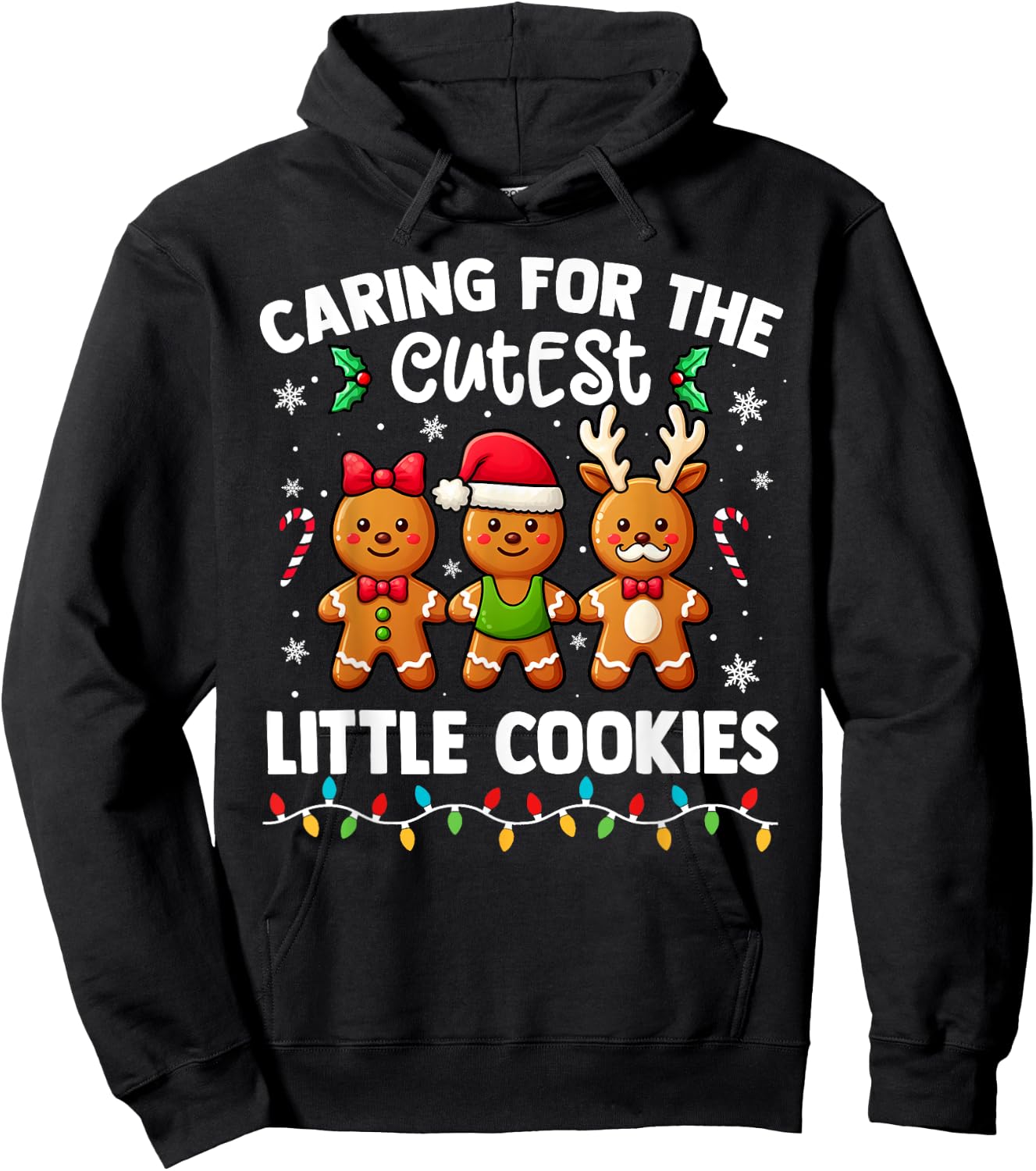 Caring For Cutest Little Cookies Pediatric Nurse Christmas Hoodie - Hoodie | Black