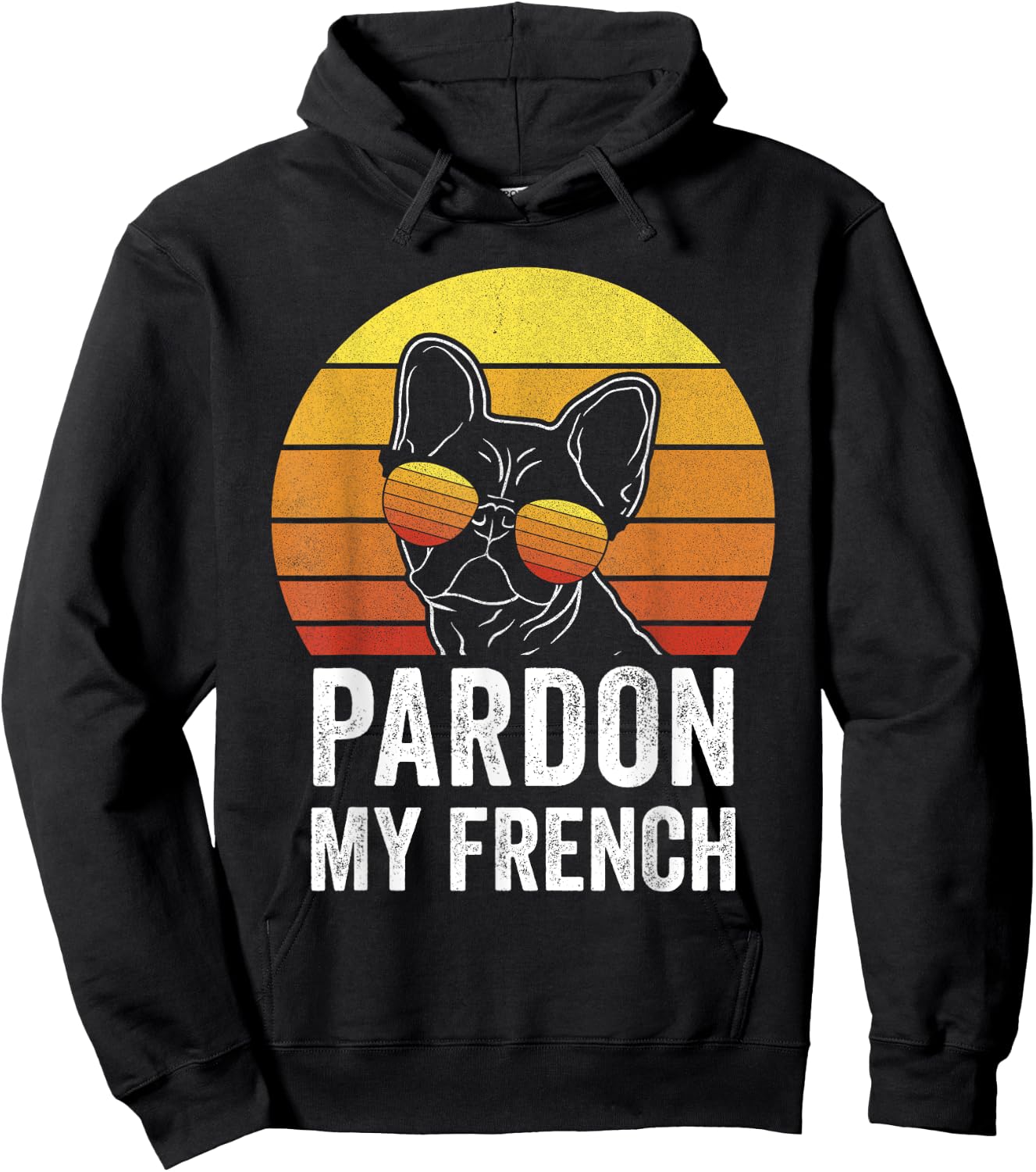 Retro Pardon My French Shirt Dog Lover Gift Frenchie Bulldog Men Women Kids Hoodie - Hoodie | Black