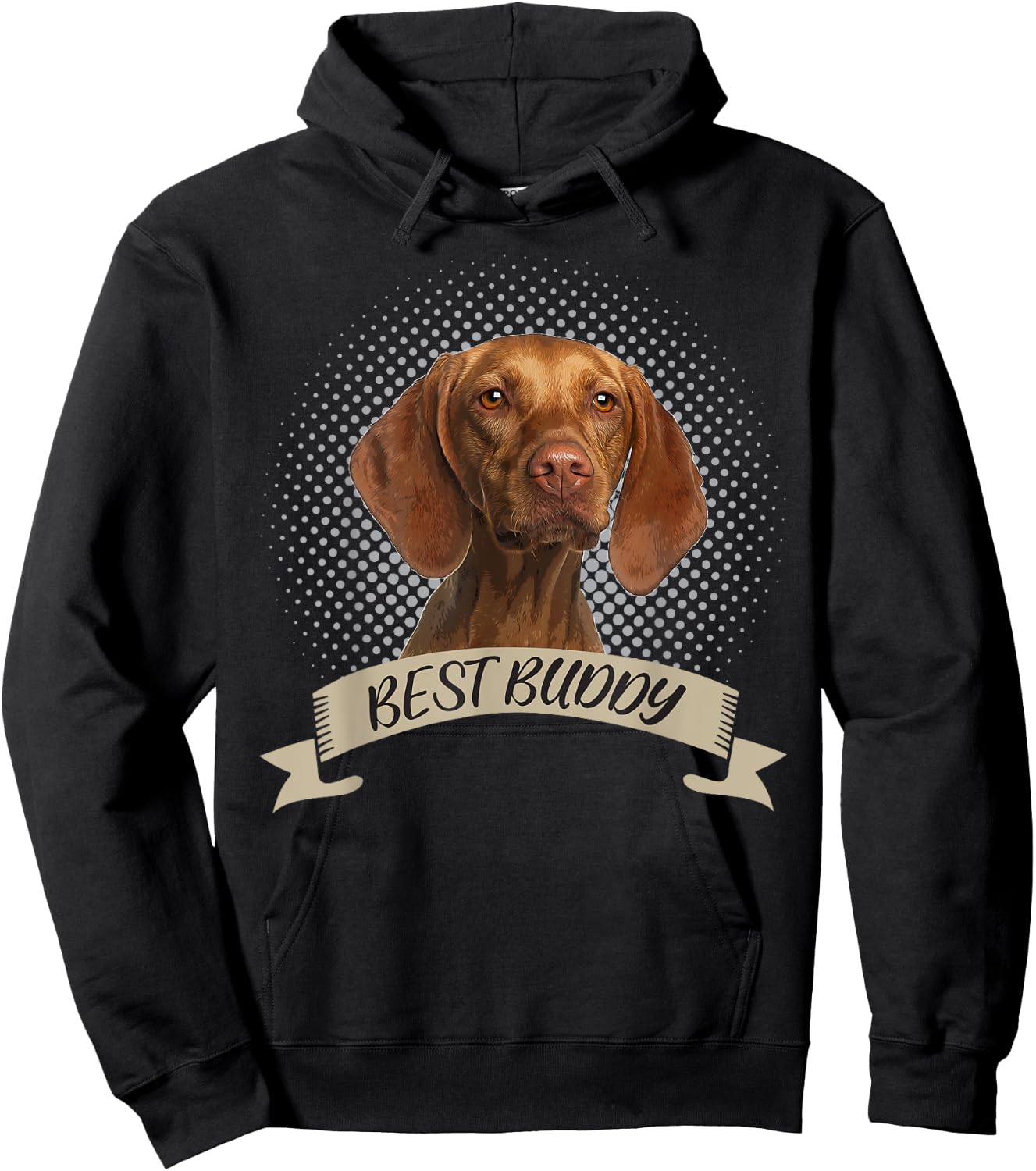 Short Haired Hungarian Magyar Vizsla Best Buddy Portrait Hoodie - Hoodie | Black