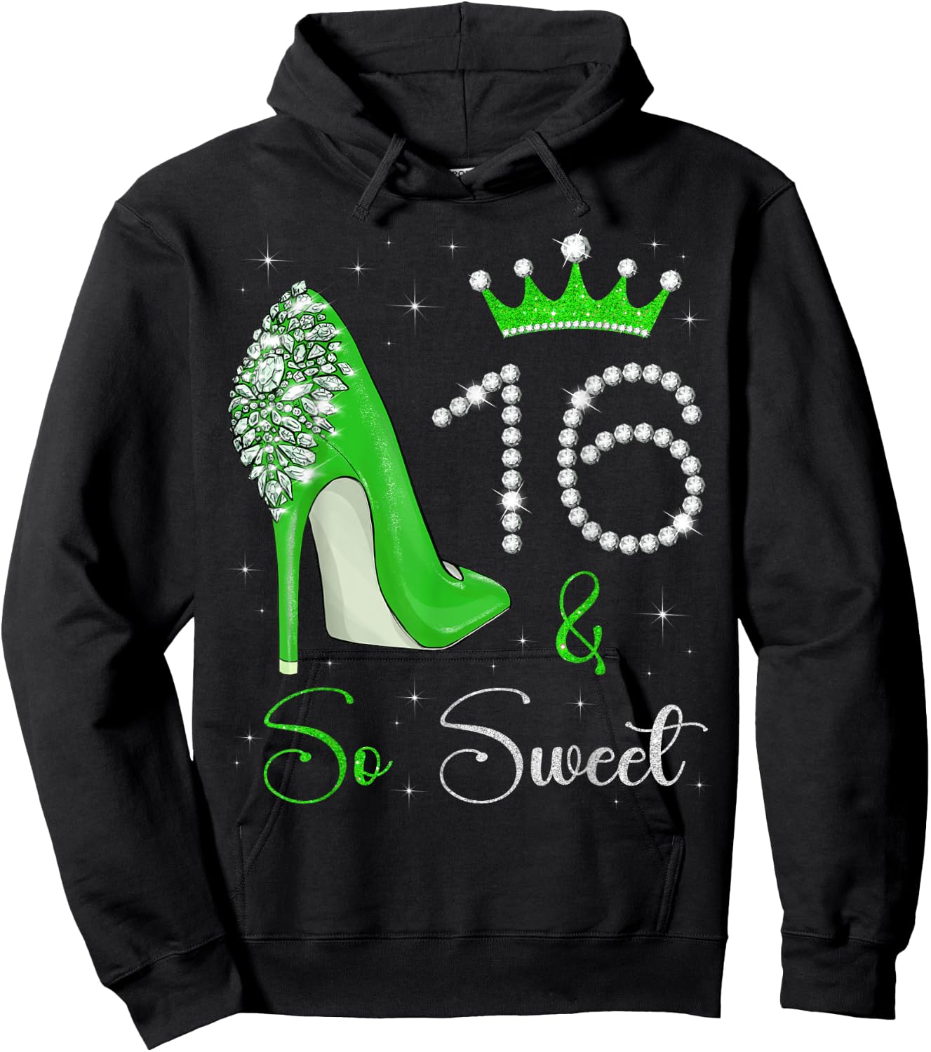 16 And So Sweet 16th Birthday 16 Years Old Bday Queen Hoodie - Hoodie | Black