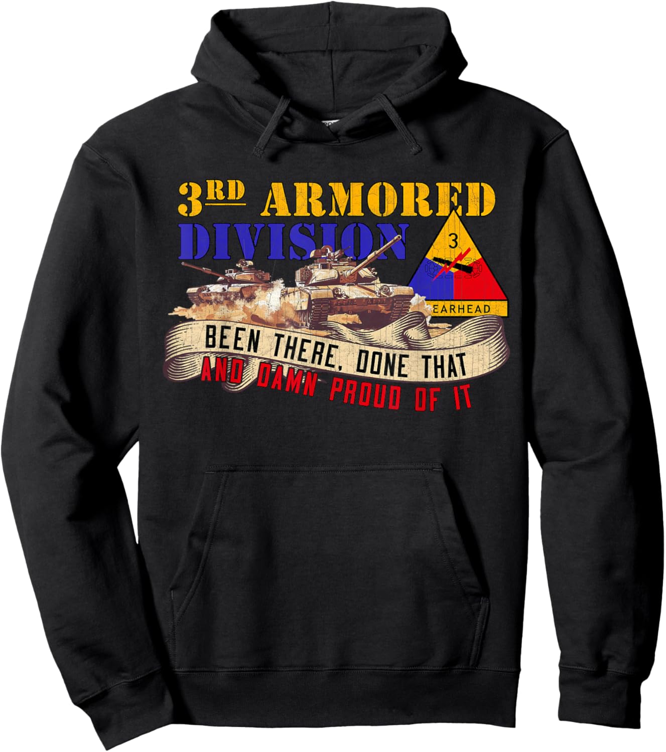 3rd Armored Division 3rd AD Spearhead Veteran Day Gifts Hoodie - Hoodie | Black