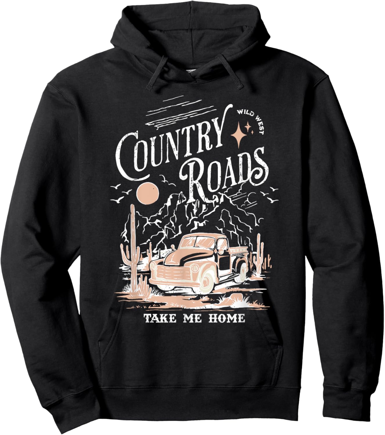 Vintage Retro Music Fans Country Roads Take Me Home Hoodie - Hoodie | Black