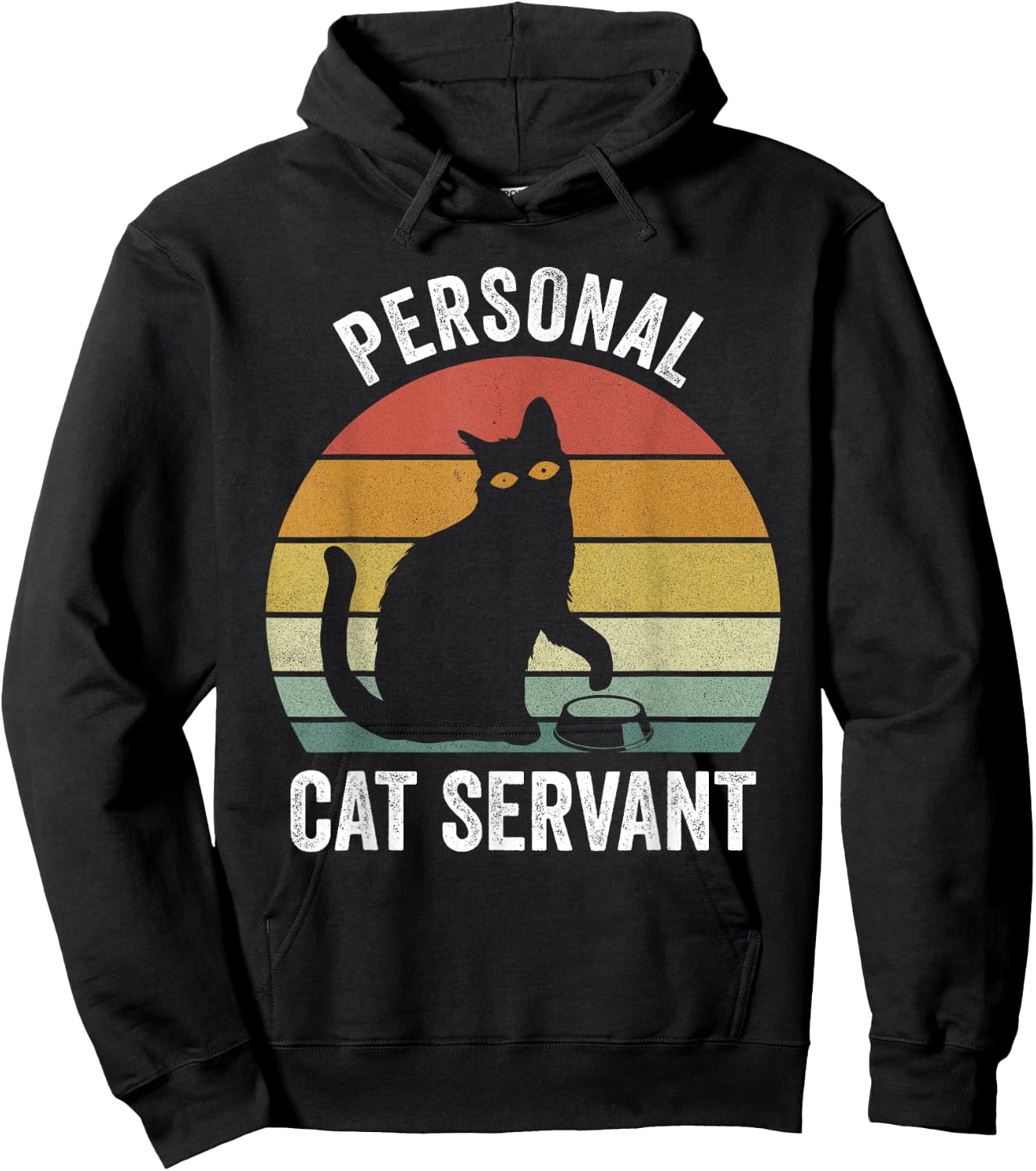 Retro Cat Shirt Black Cat Personal Cat Servant Cat Lover Hoodie - Hoodie | Black