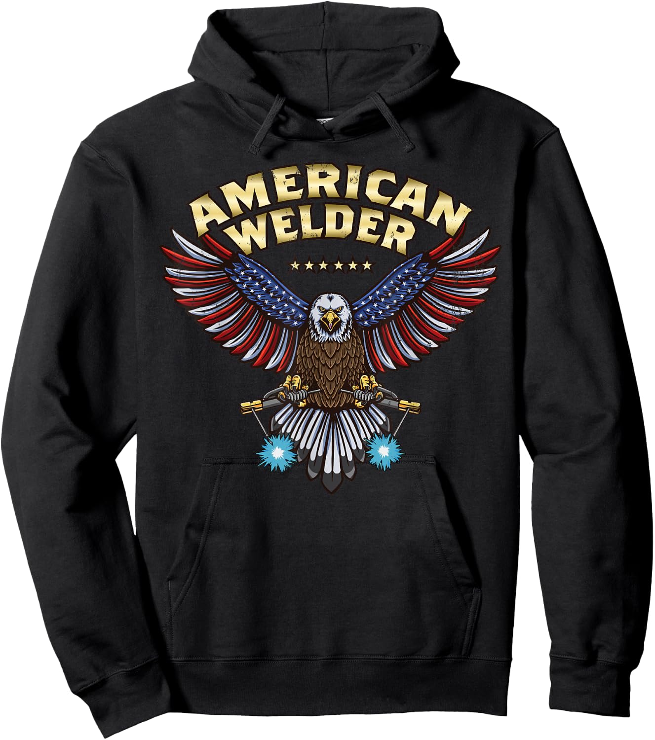 Bald Eagle Welding Torch Cool Patriotic USA American Welder Hoodie - Hoodie | Black