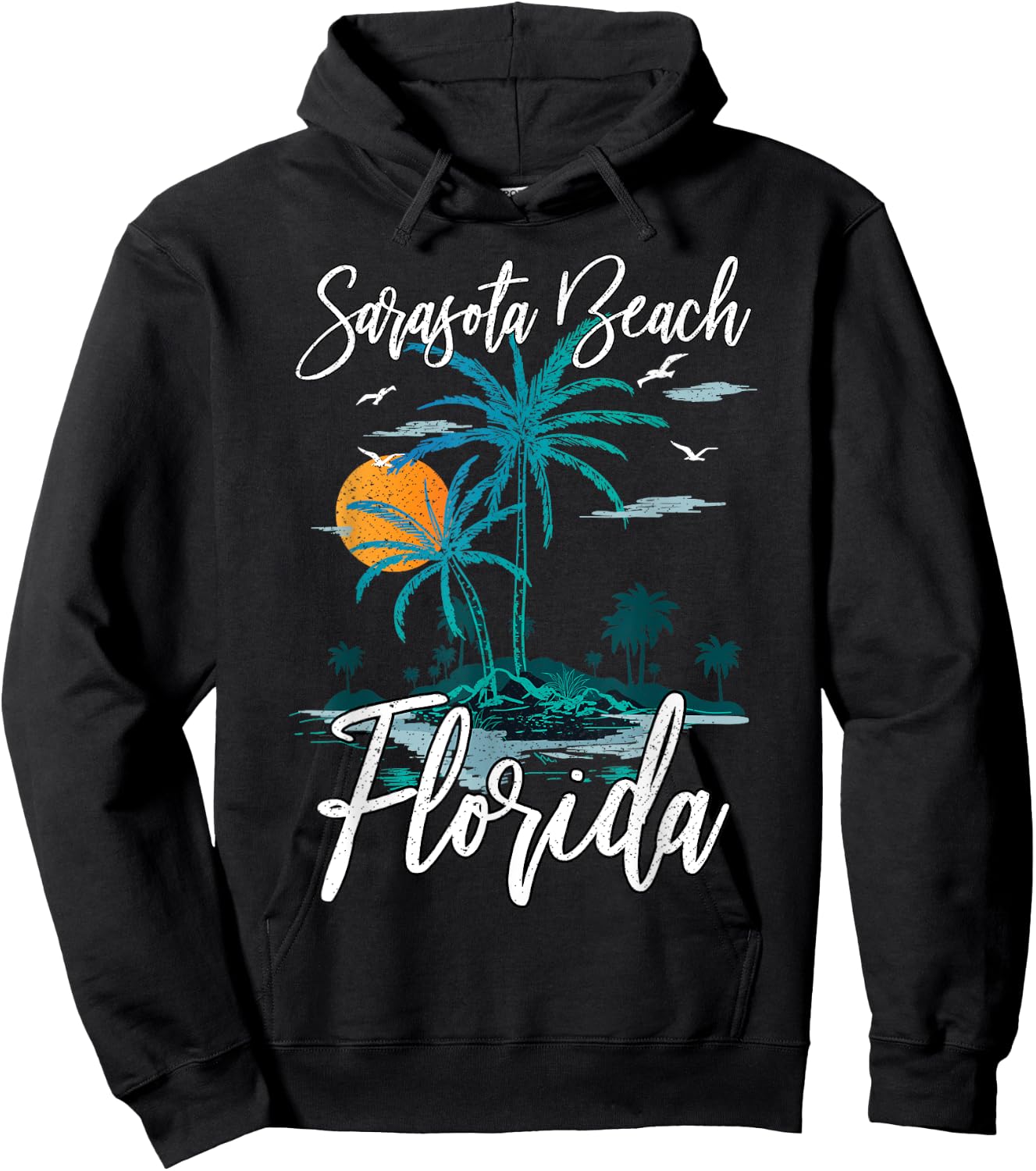 Family Vacation Retro Sunset Florida Sarasota Beach Women Kids Hoodie - Hoodie | Black
