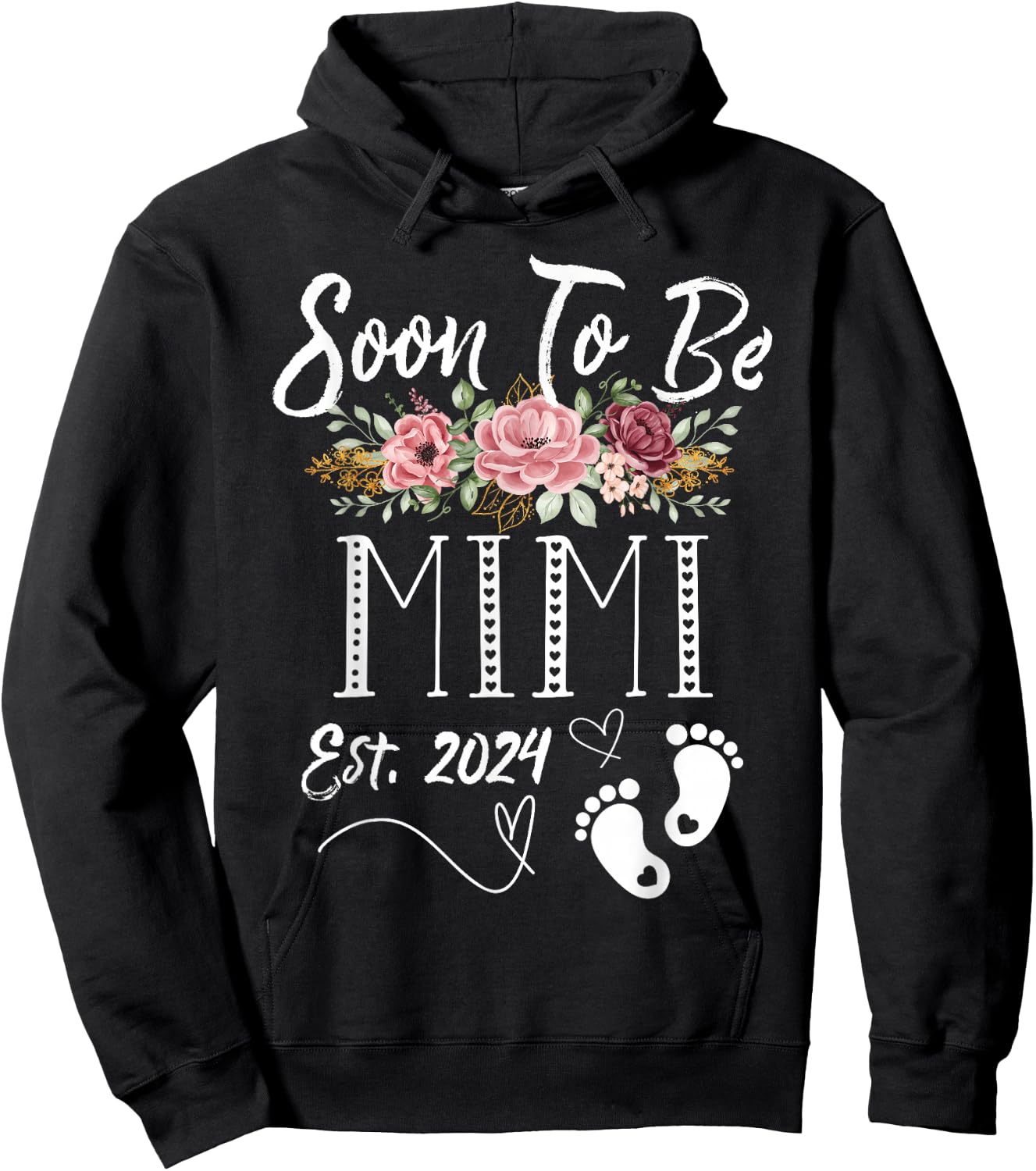Soon To Be Mimi Est 2024 1st Time New Baby Shower Family Hoodie - Hoodie | Black