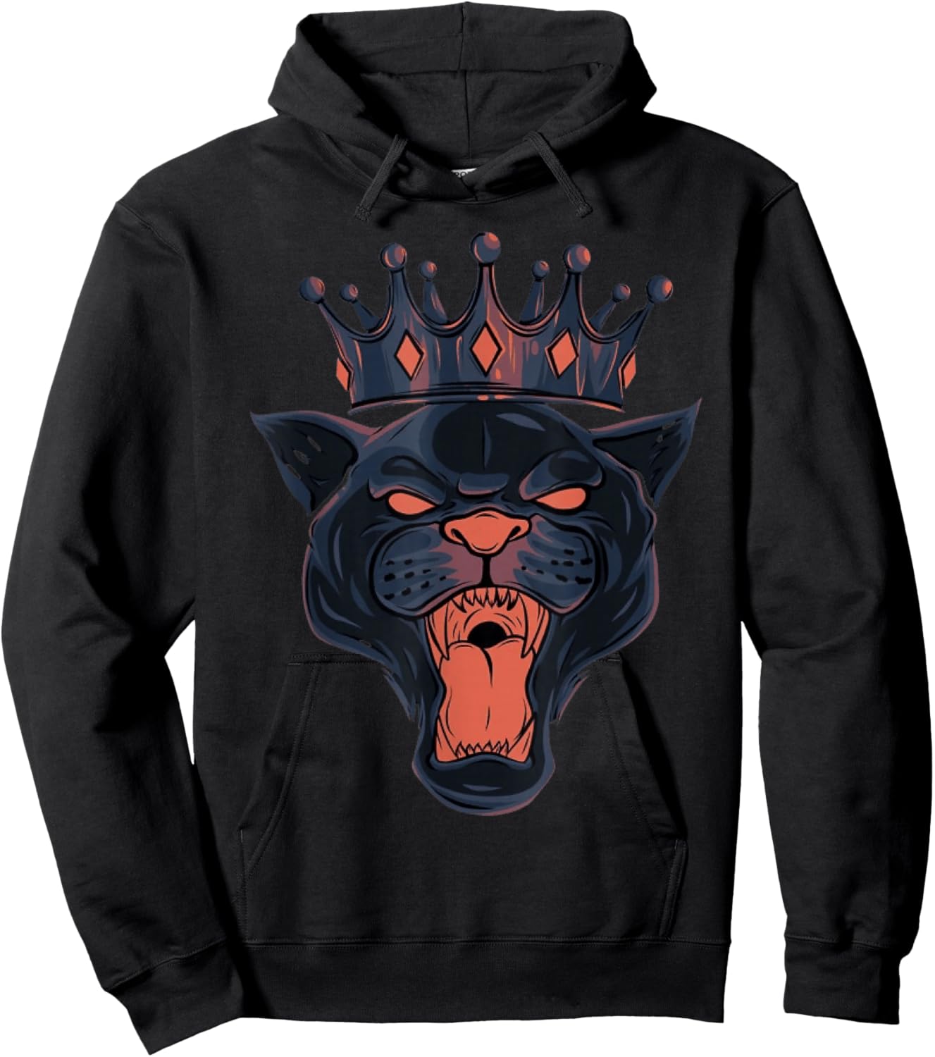 Big Black Head Puma Panther with a Crown Hoodie - Hoodie | Black