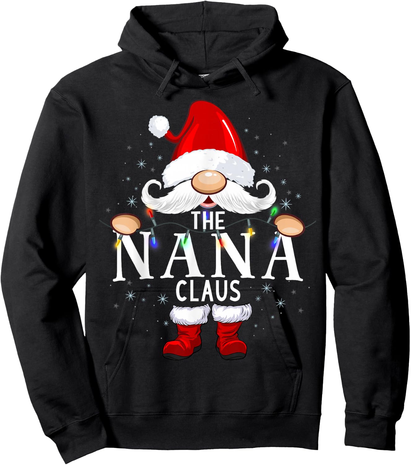 The Nana Claus Christmas Matching Pajama Hoodie - Hoodie | Black