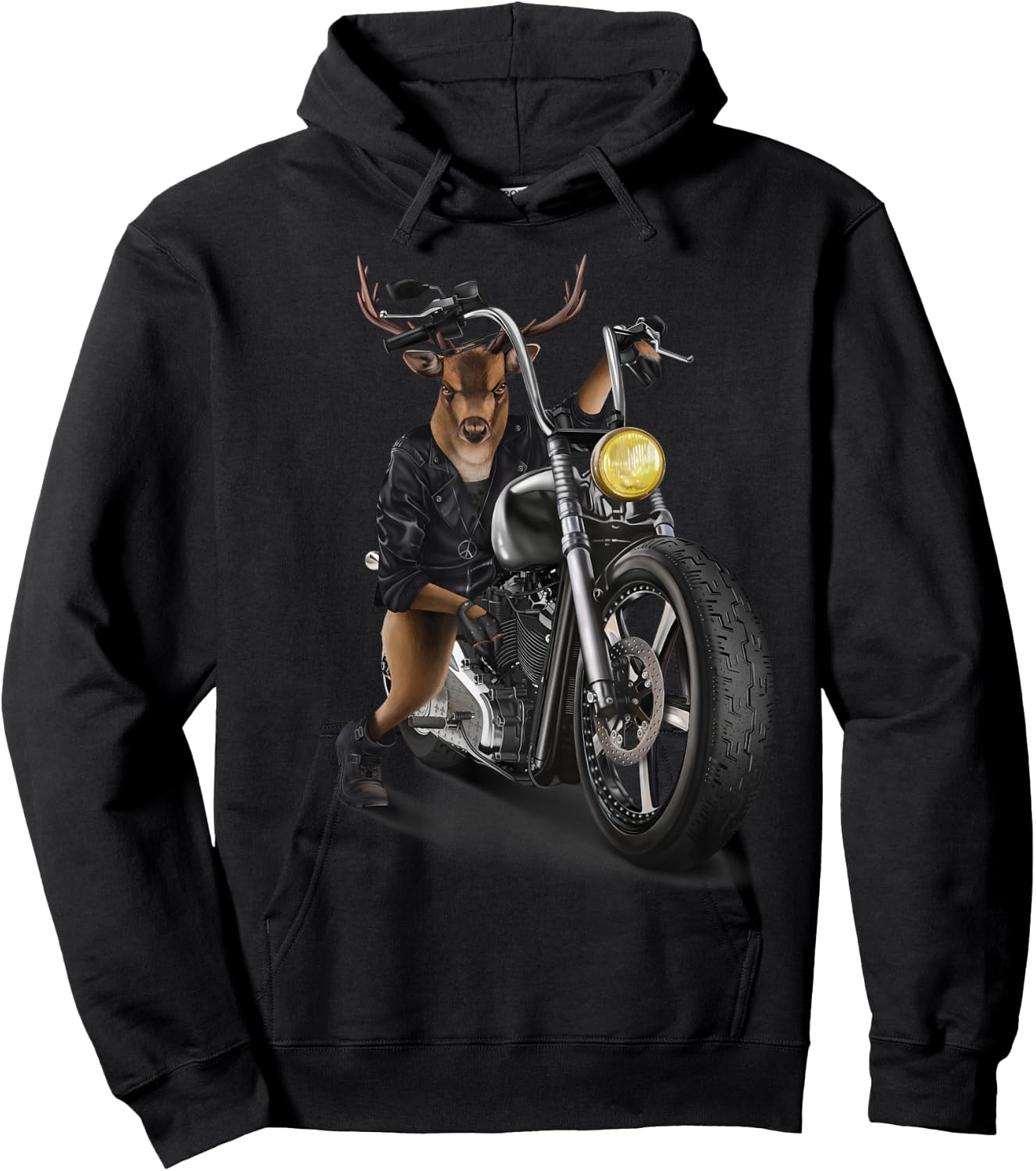 Deer Riding Classic Motorcycle Hoodie - Hoodie | Black
