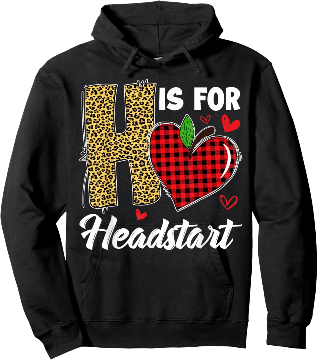H Is For Headstart Head Start Teacher Leopard Back To School Hoodie - Hoodie | Black