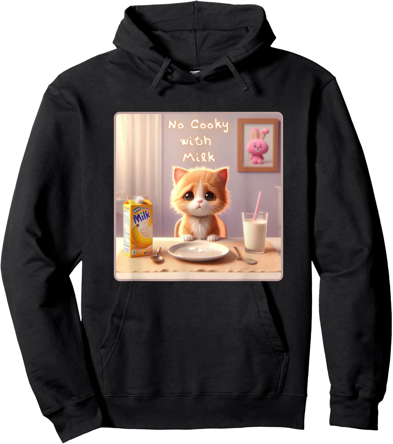 Great Kpop Gift No Cooky with Milk Kitten Banana Milk Hoodie - Hoodie | Black