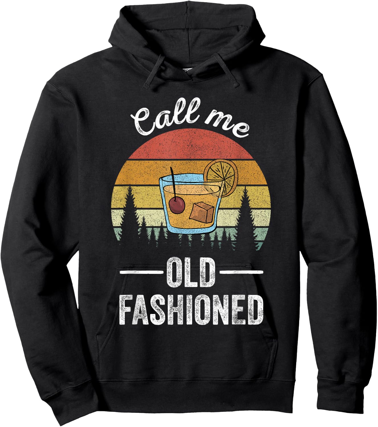 Retro Call Me Old Fashioned Whiskey Wisconsin Funny Vintage Hoodie - Hoodie | Black