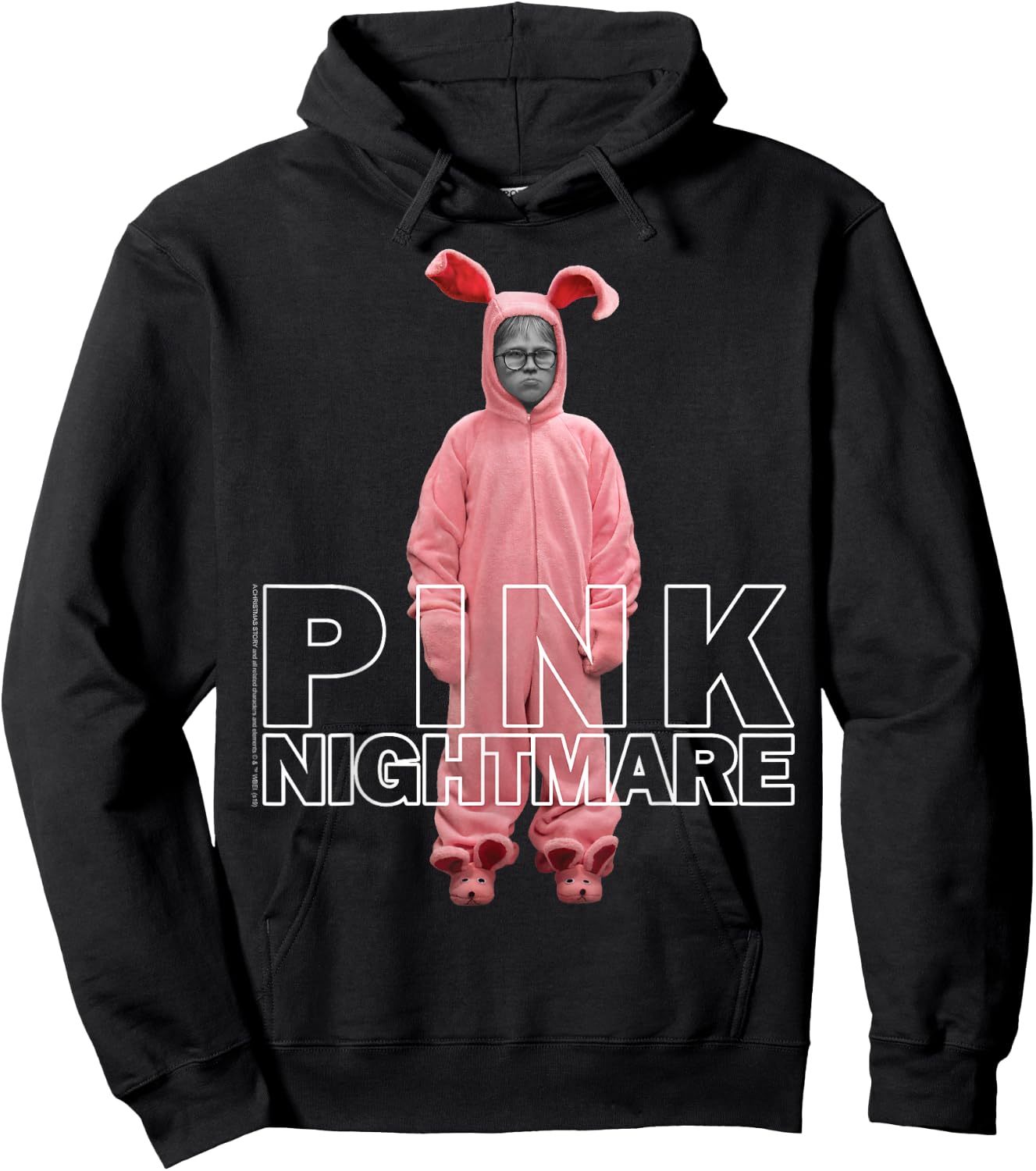 A Christmas Story Ralphie Pink Nightmare Portrait Hoodie - Hoodie | Black