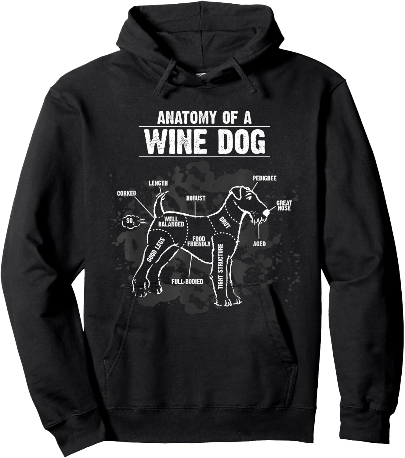 Anatomy of A Wine Dog Breed Puppy Pet Lover Pun Gift Hoodie - Hoodie | Black