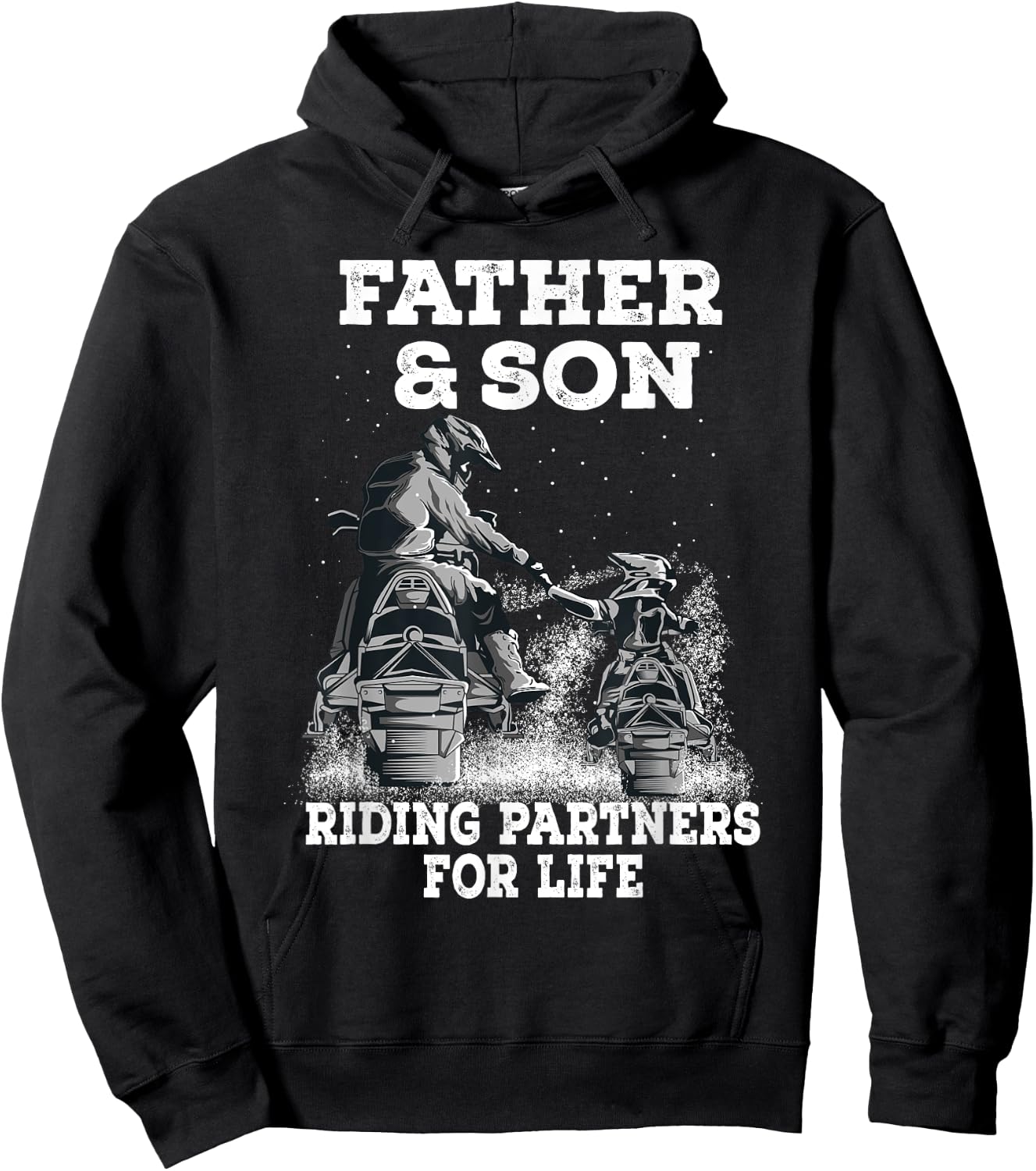 Snowmobile Father and Son Riding Partners For Life Snowcross Hoodie - Hoodie | Black