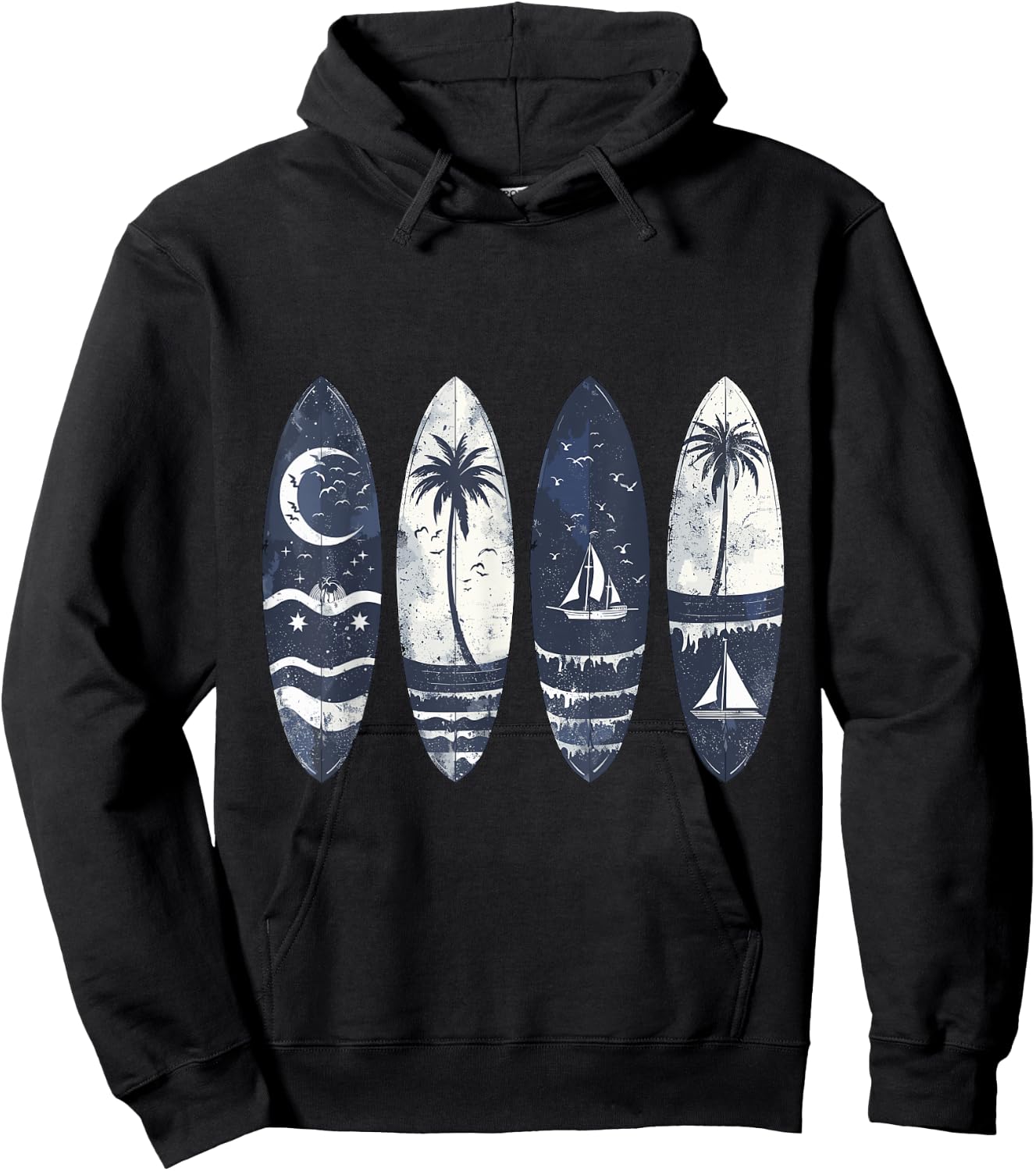 Surfing Surfboard Vintage Classic Retro Surfboarder Surfer Hoodie - Hoodie | Black