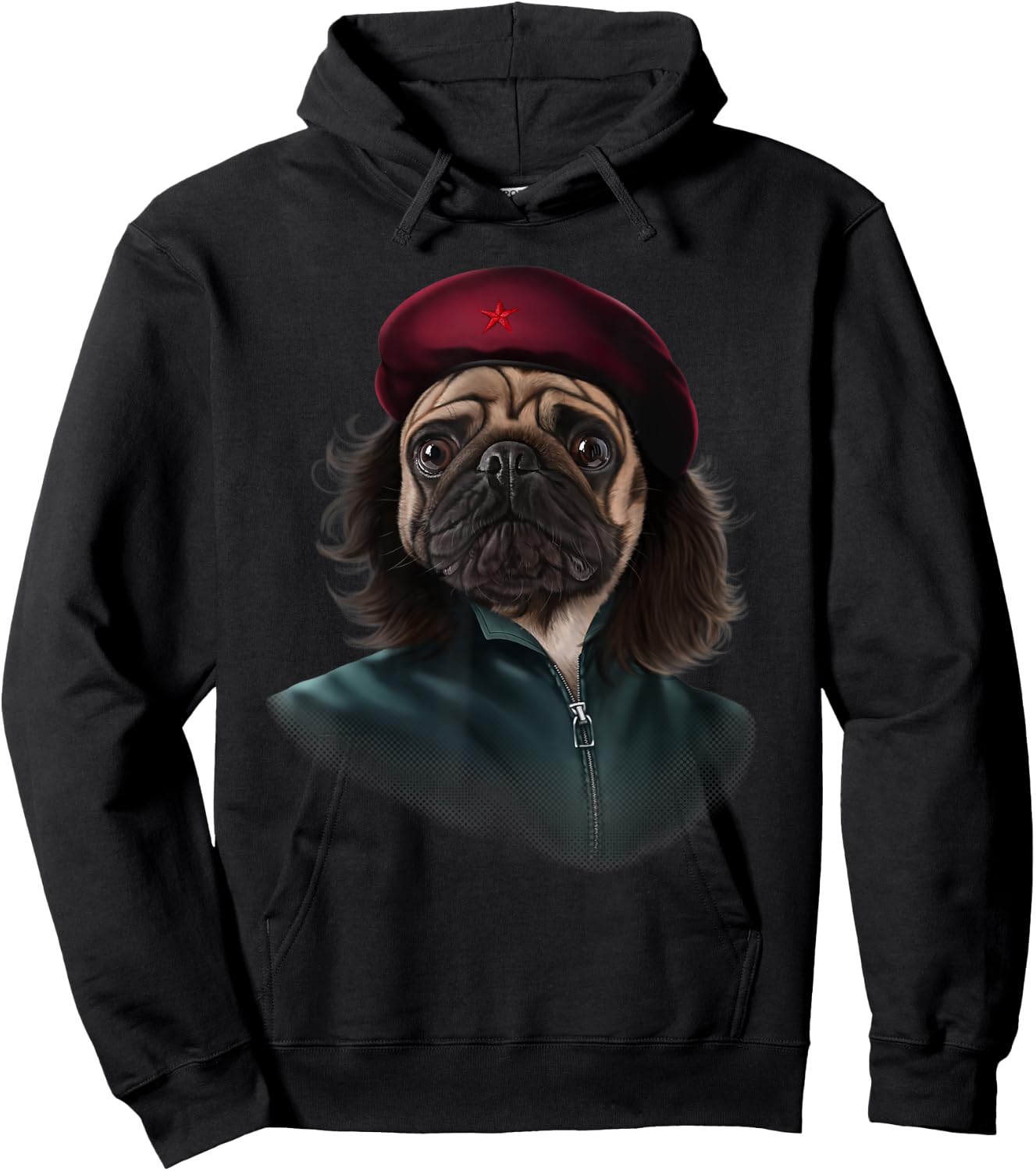 Pug Dog Impersonated Che Guevara Men Women Kids Hoodie - Hoodie | Black